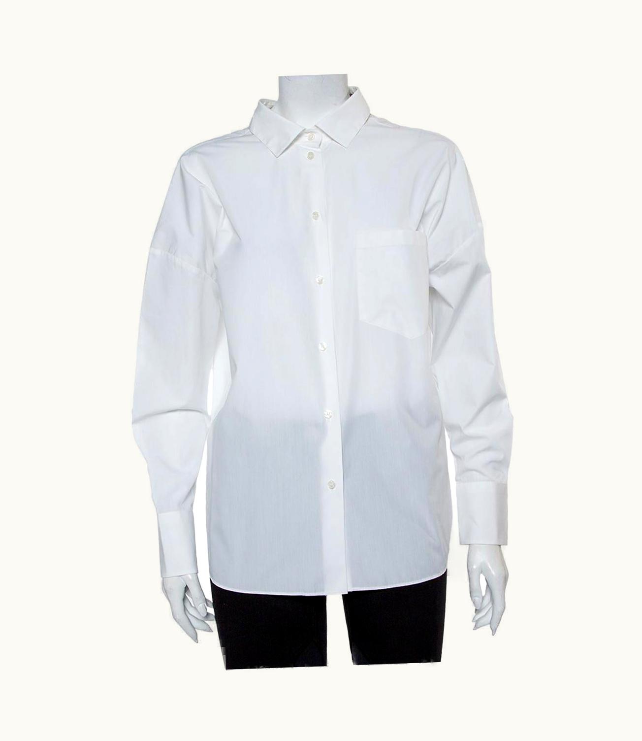 Valentino Valentino White Cotton Back Tie Detail Button Front Shirt