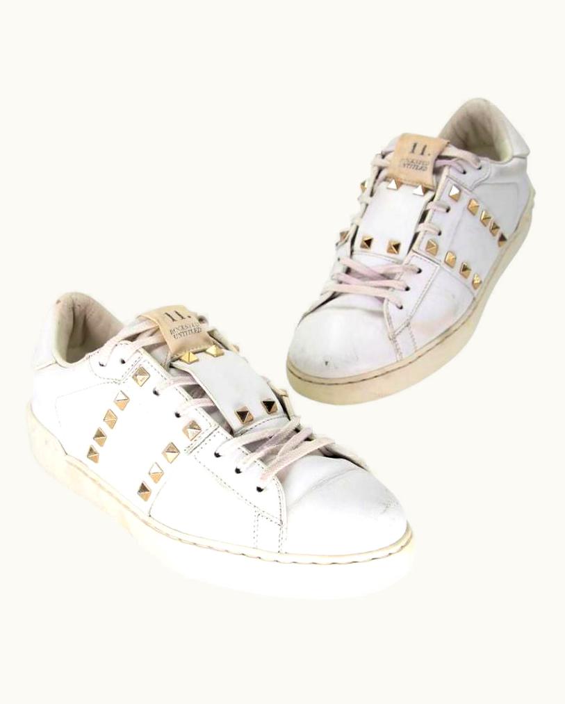 Valentino Valentino Rockstud 41 Leather Studded Garavani Sneakers Vl-0520n-0188