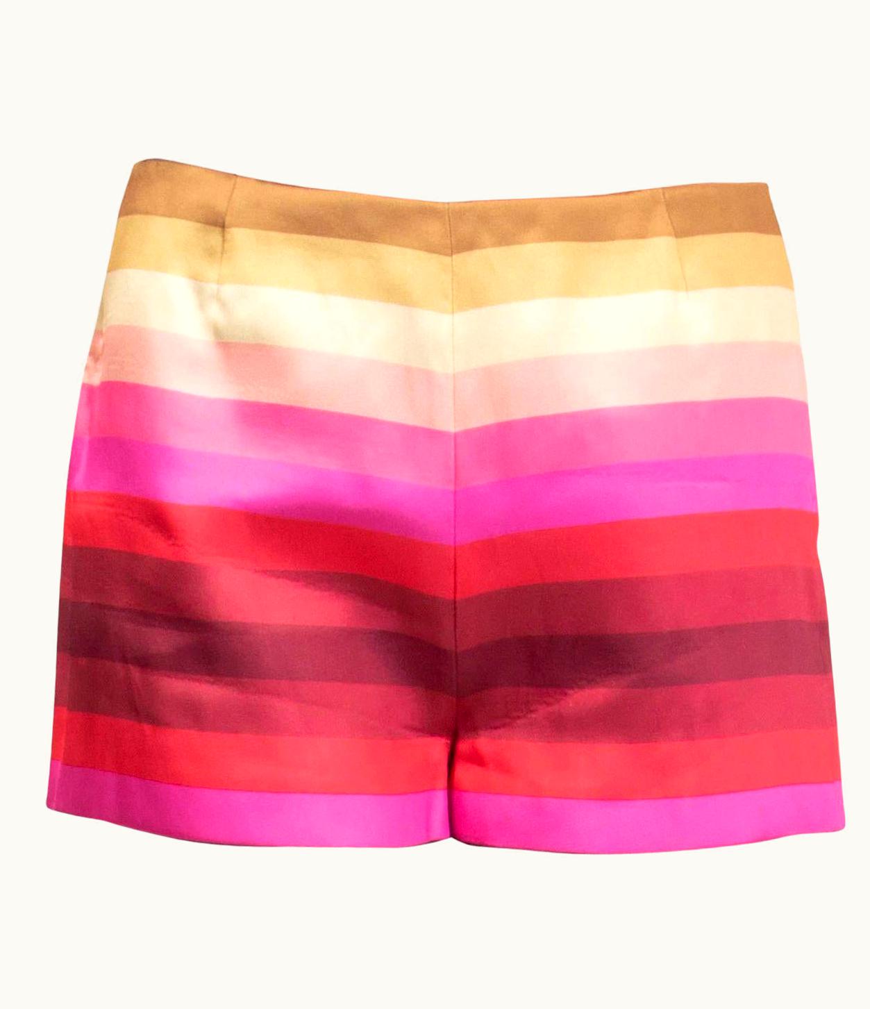 Valentino Valentino Pink Red Beige Silk Striped Shorts Pants