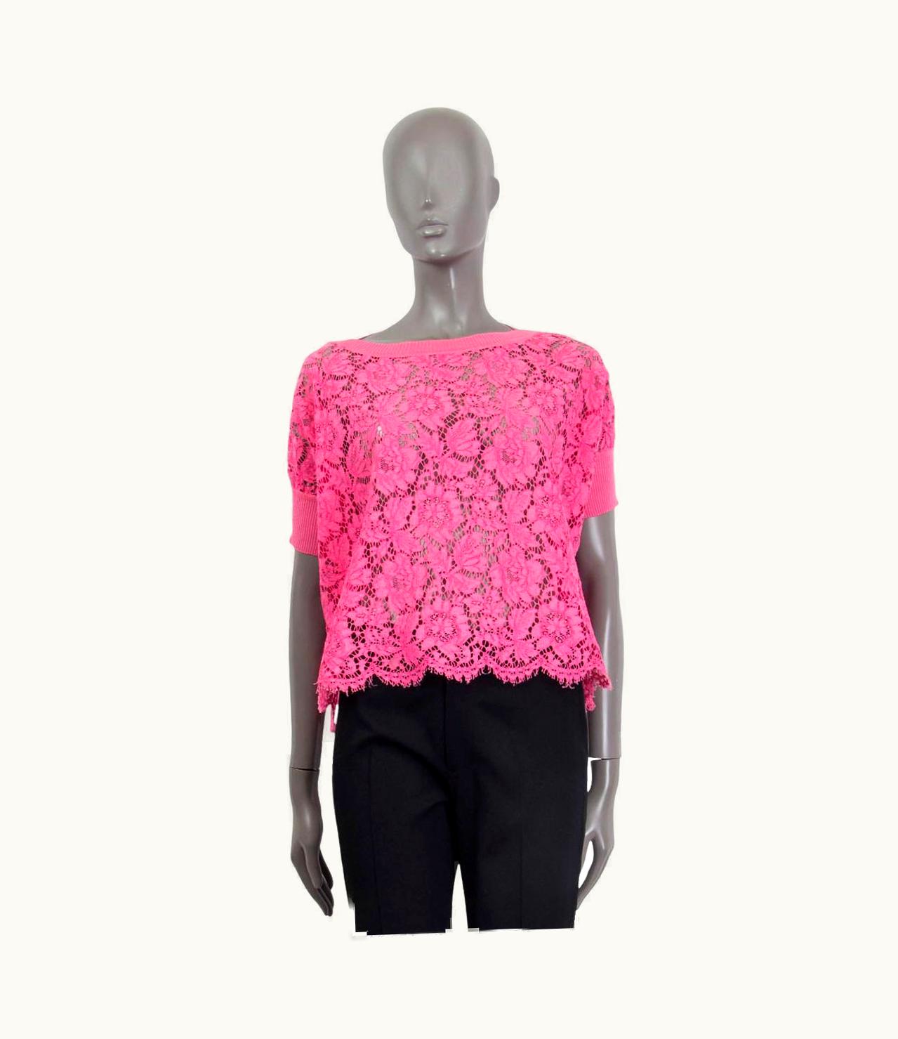 Valentino Valentino Hot Pink Cotton Oversized Lace T-Shirt