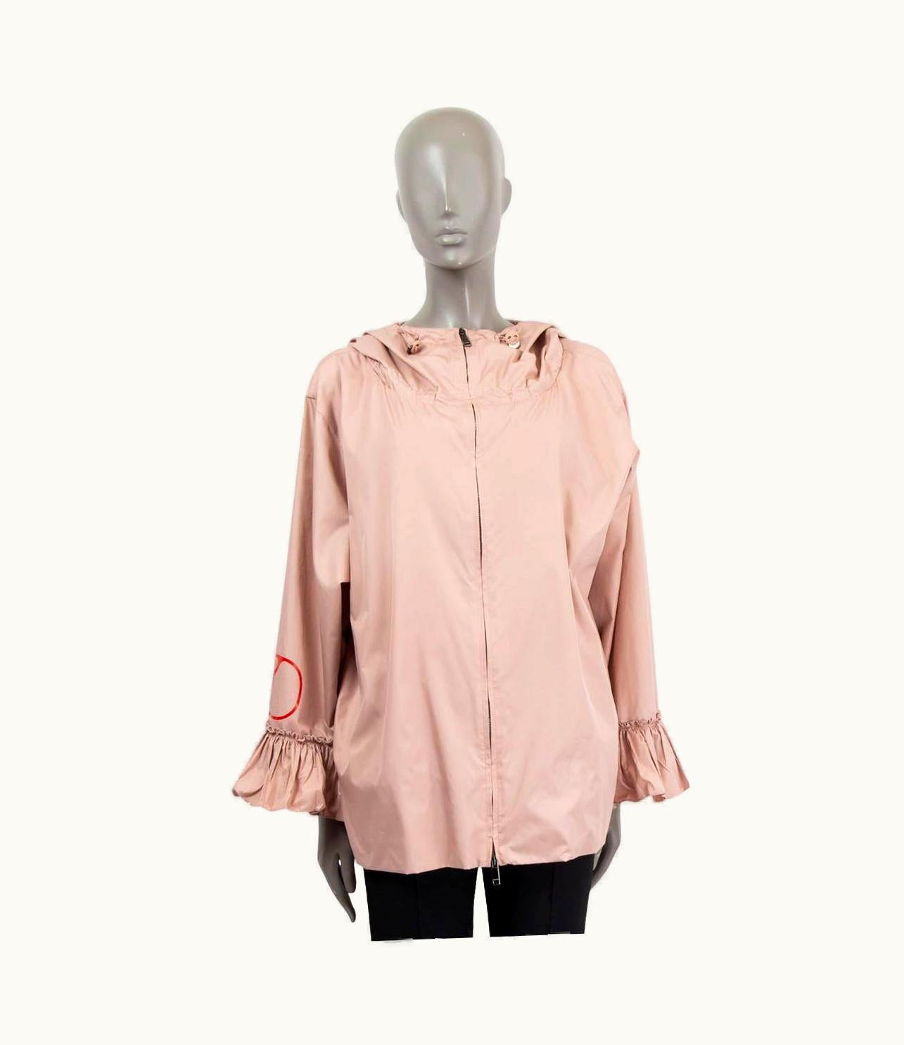 Valentino Valentino Dusty Pink Polyester Logo Hooded Windbreaker Jacket