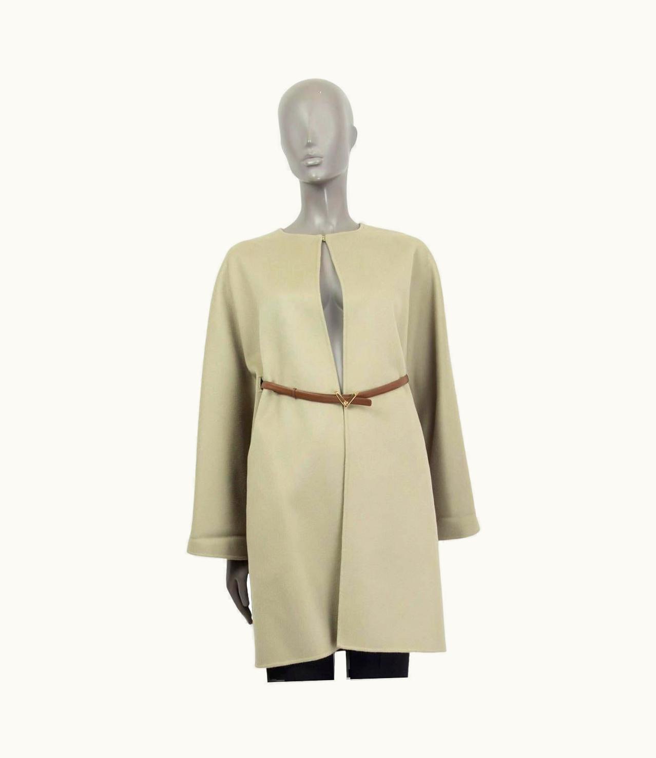 Valentino Valentino Sage Green Wool Blend Belted Coat Jacket