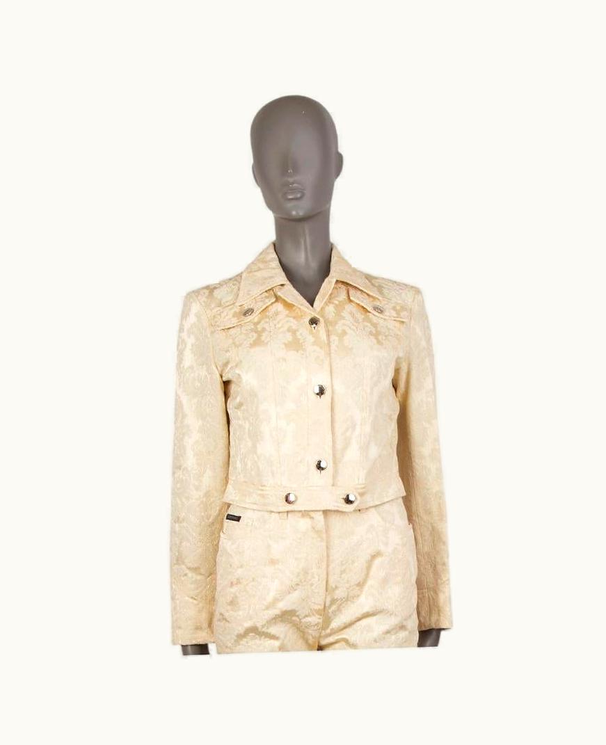 Valentino Valentino Jeans Vanilla Beige Cotton Jacquard Cropped Jacket