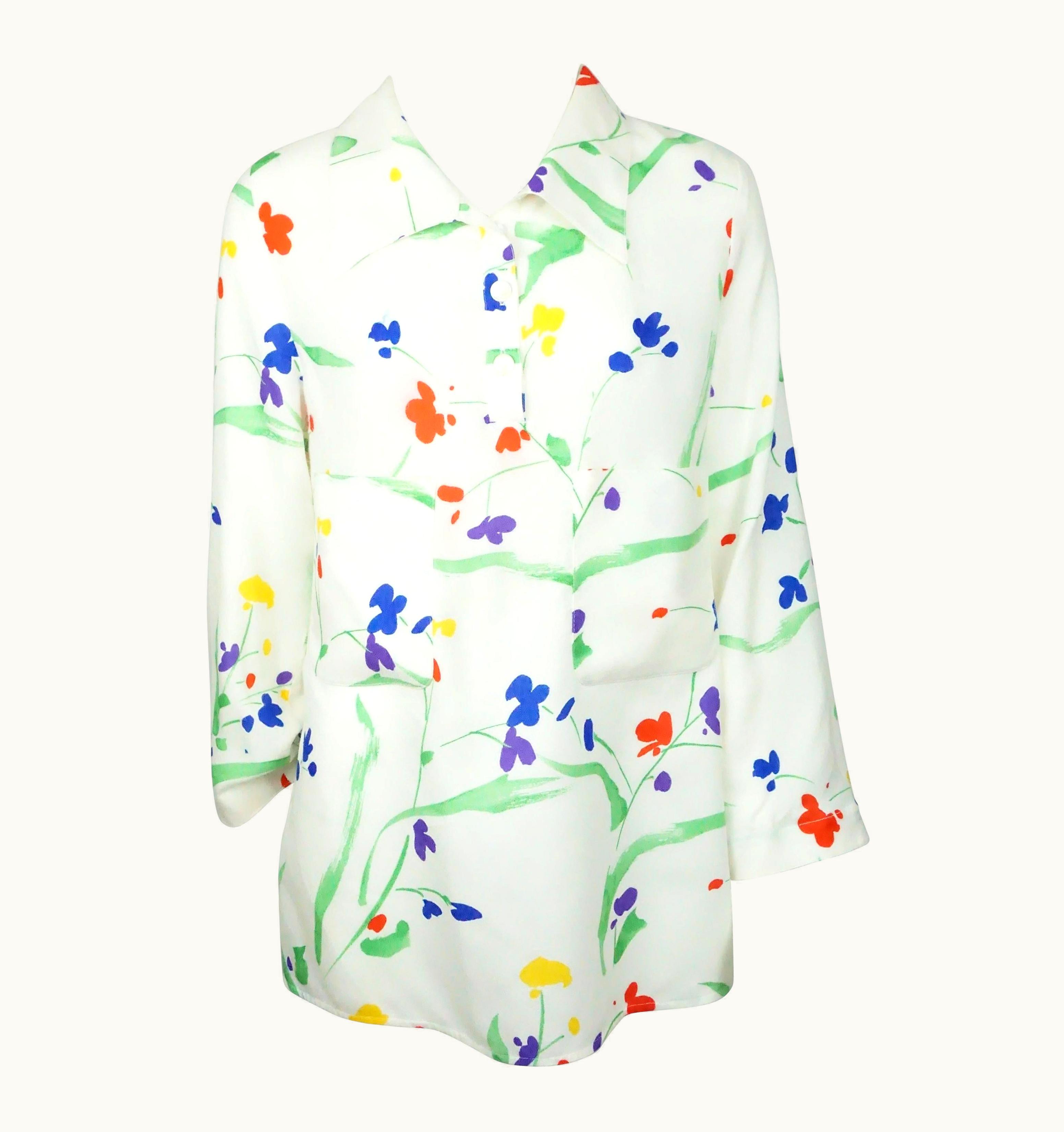 Valentino Valentino Vintage White And Multi Floral Print Long Top