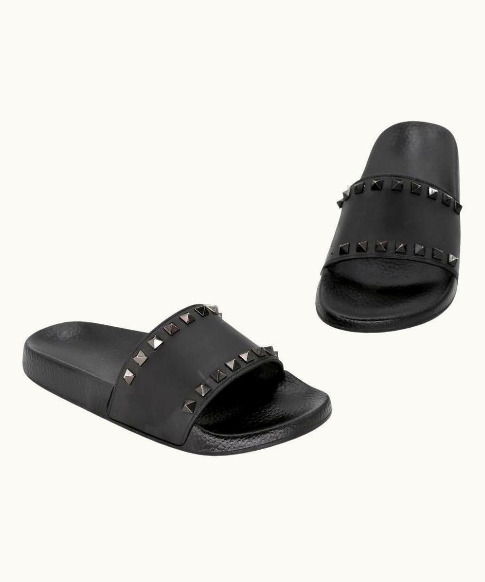 Valentino Valentino Rockstud 36 Rubber Pool Slide Sandals Vl-0819p-0004