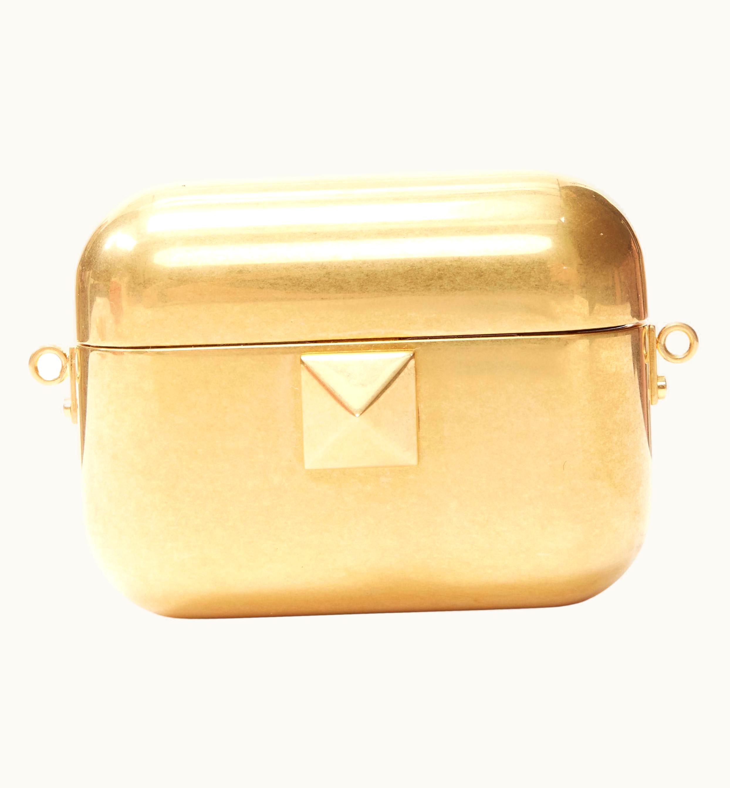Valentino Valentino Rockstud AirPods Pro Gold Metal Crossbody Miniaudiere Chain Case