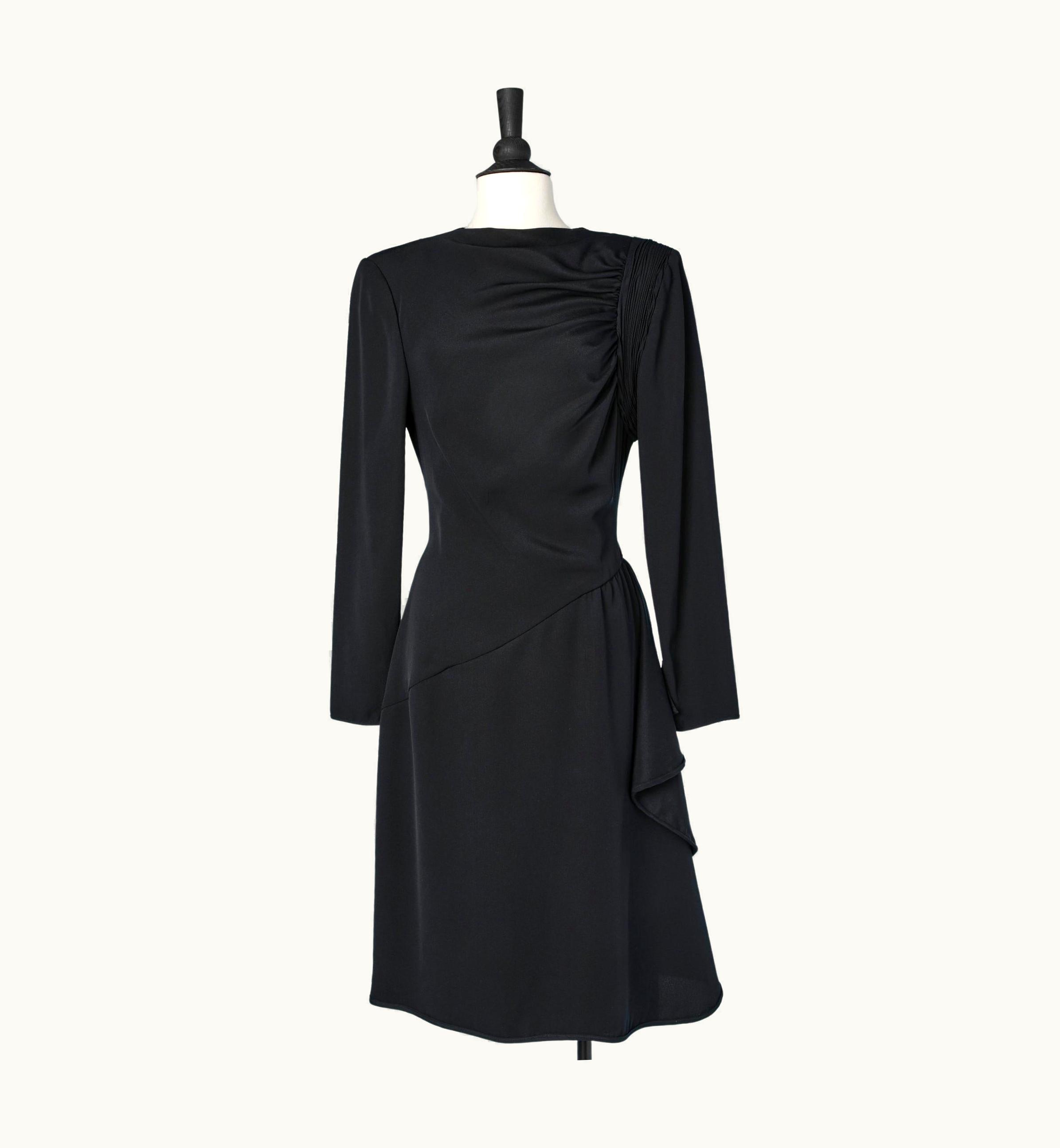 Valentino Asymmetrical Black Cocktail Dress Draped On One Shoulder Valentino Boutique