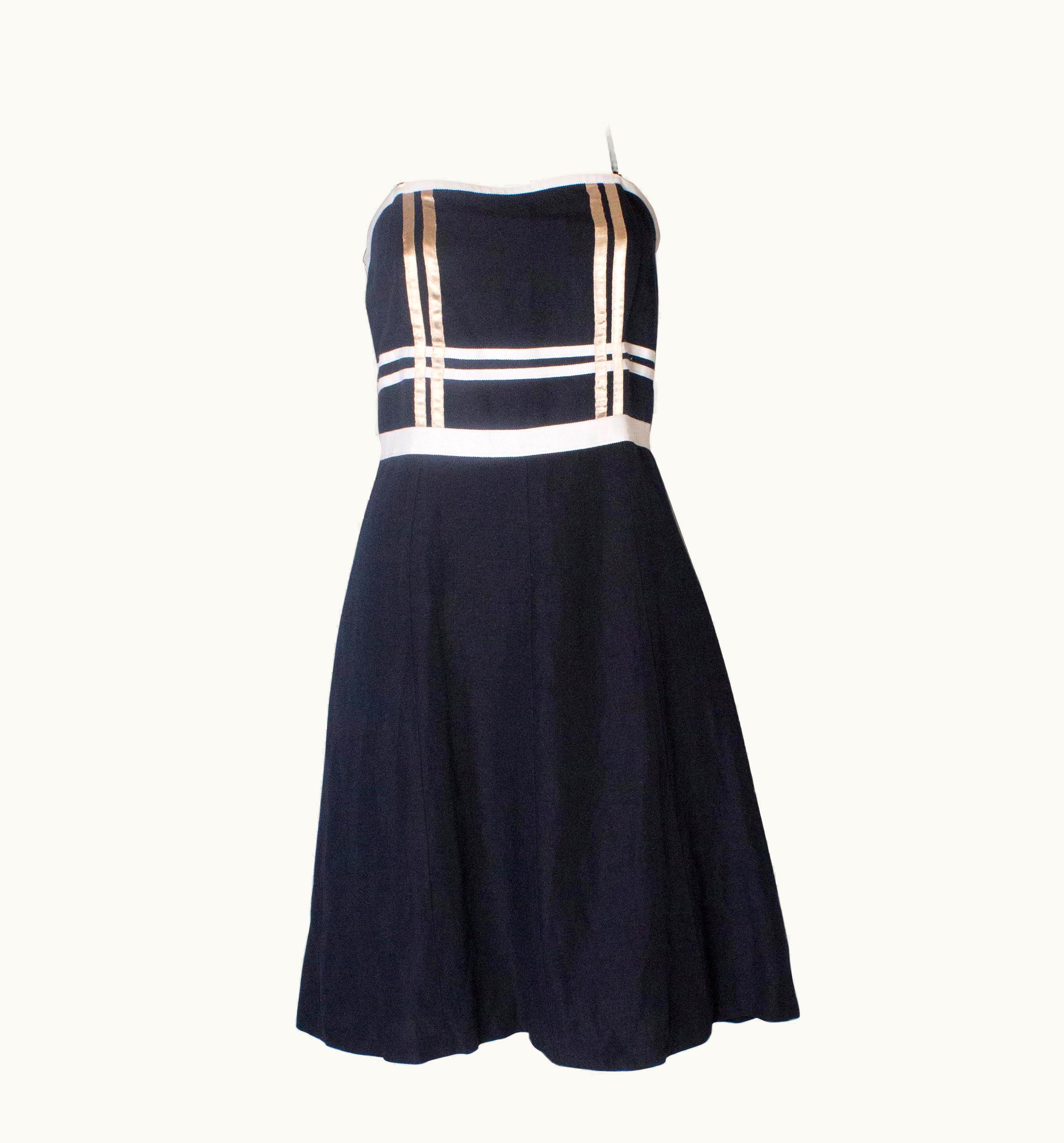 Valentino A Vintage Navy Nautical Style Cotton Day Dress By Valentino