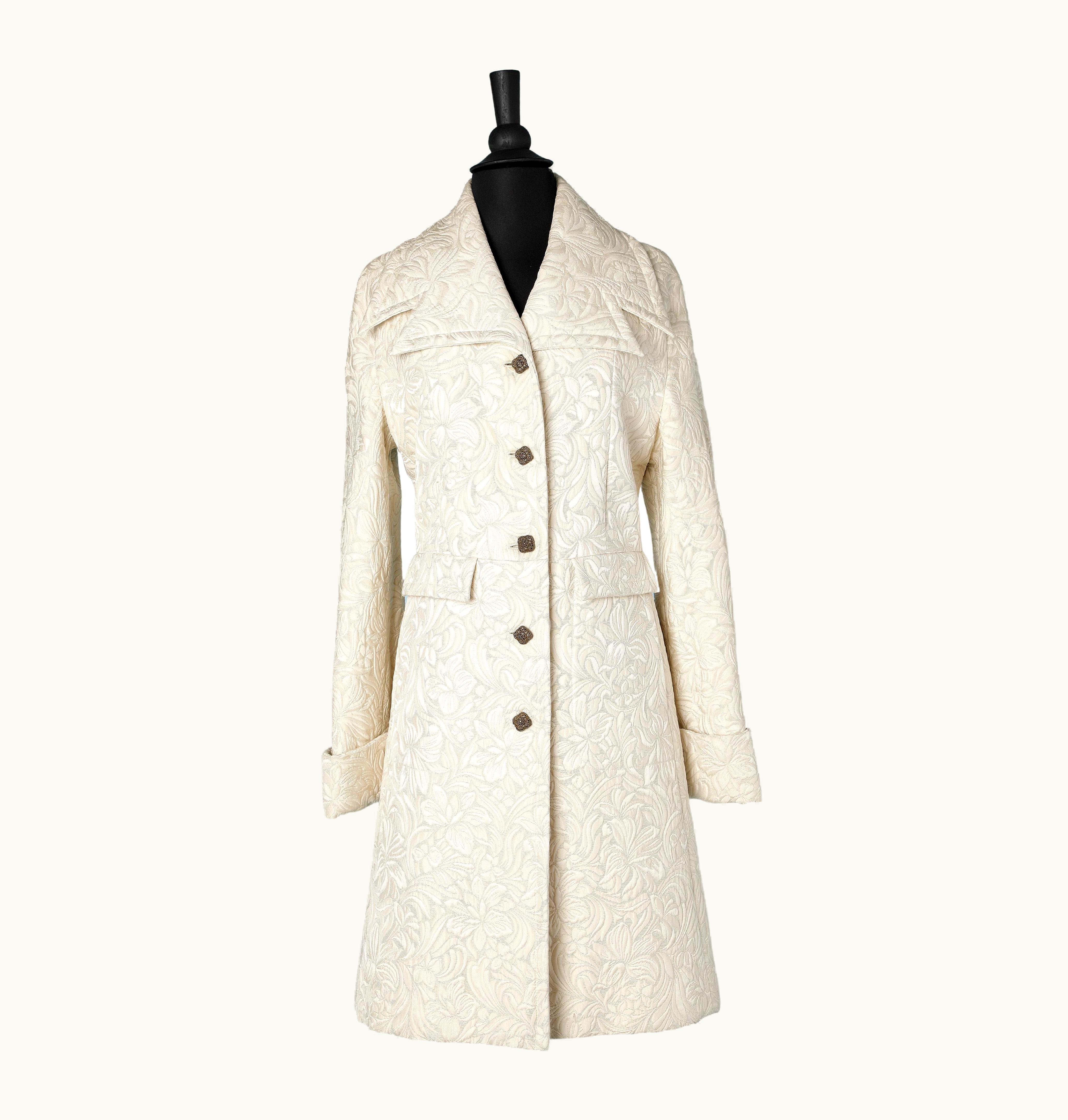 Valentino Ivory Silk And Gold Lurex Damask Coat Valentino Night