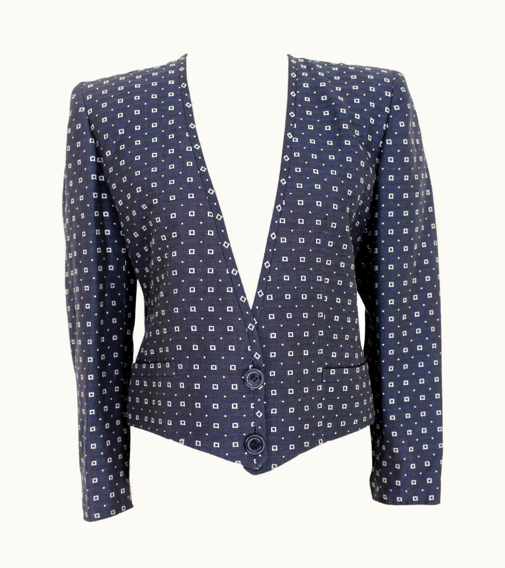 Valentino Valentino Blue White Cotton Vintage Bolero Jacket 80s
