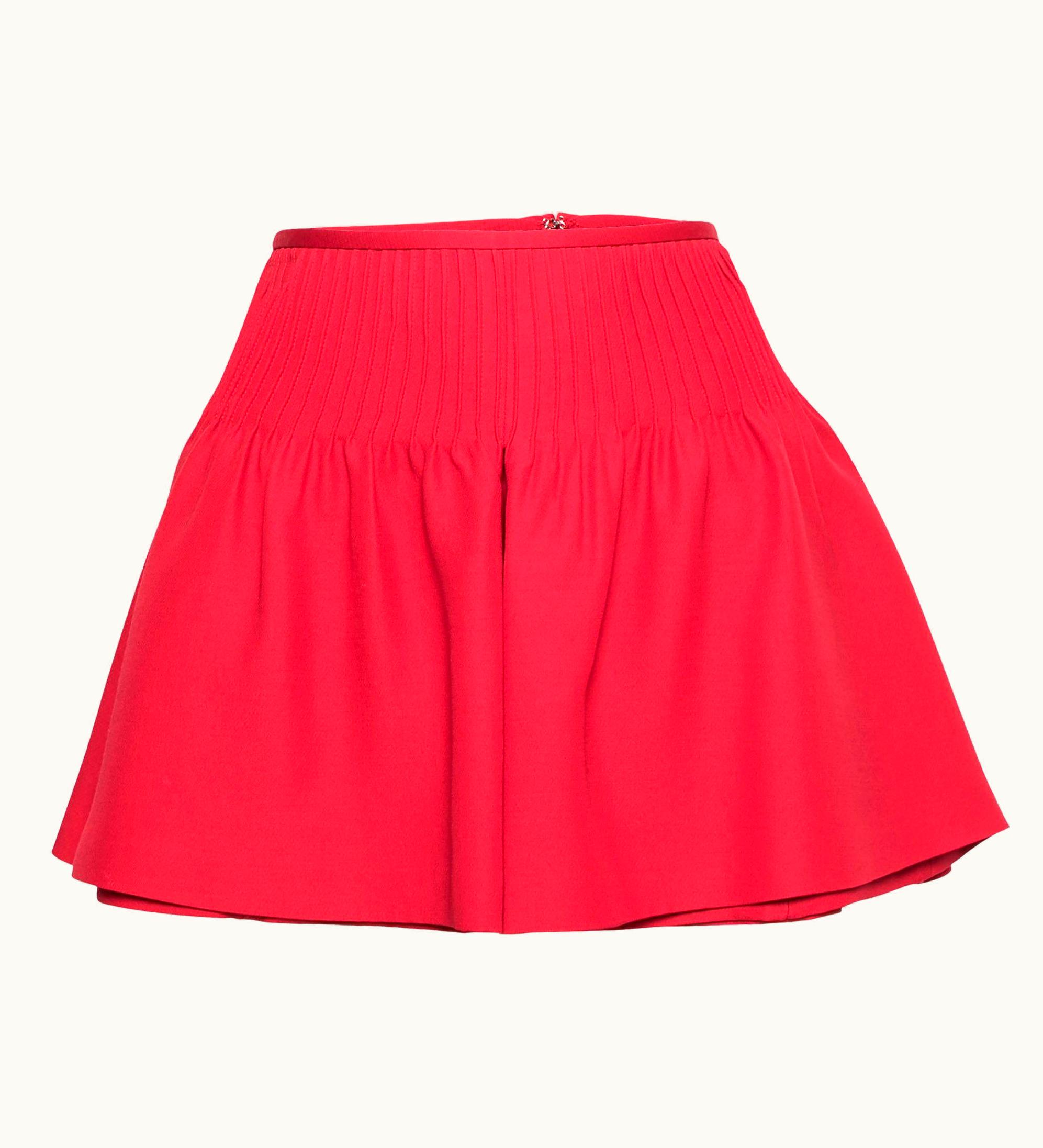 Valentino Valentino Red Wool & Silk Pintucked Shorts