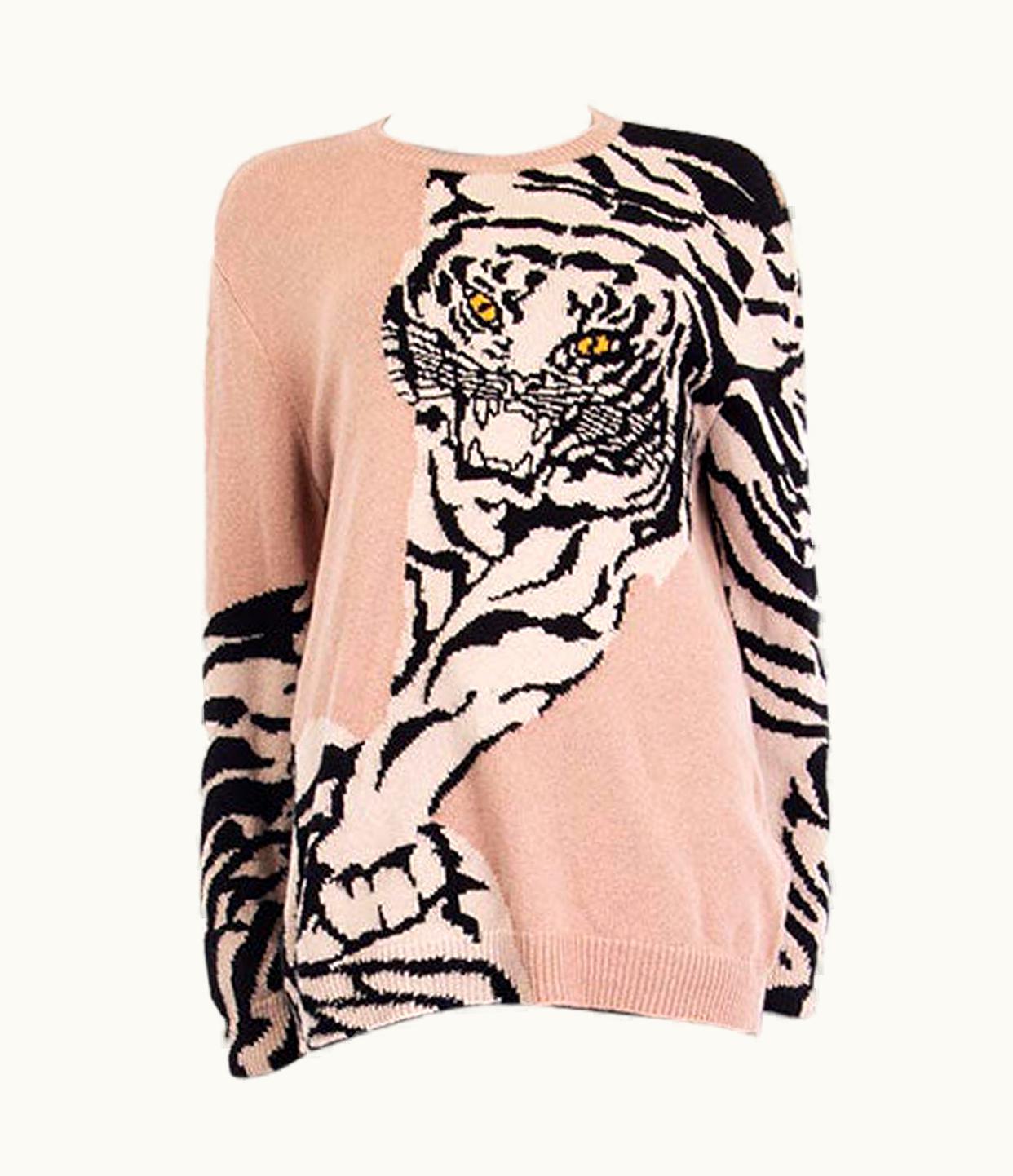 Valentino Valentino Nude & Black Tiger Cashmere Crewneck Sweater