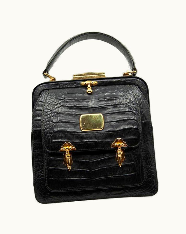 Valentino Valentino Black Vintage Alligator Handbag