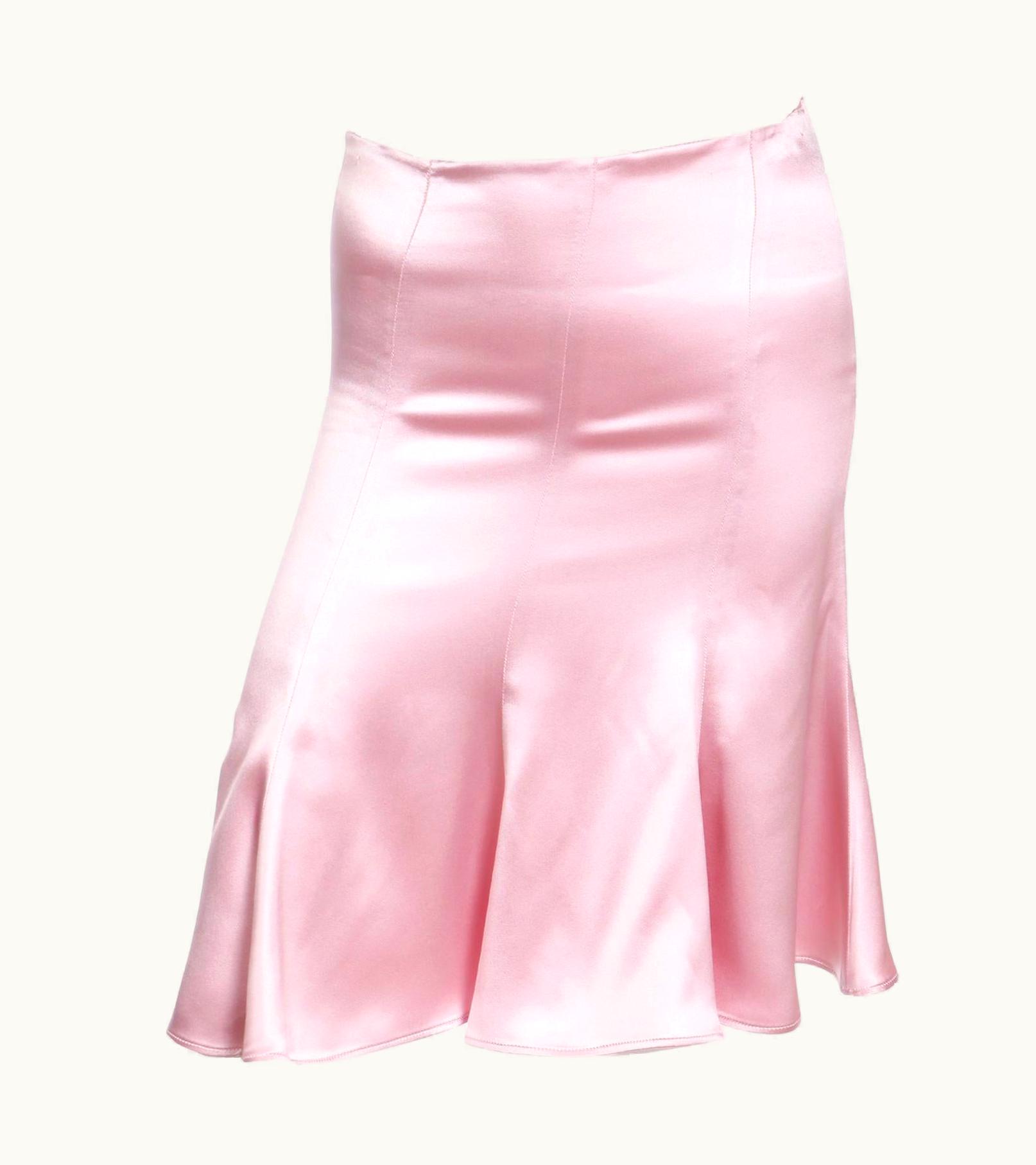 Valentino Vintage 2000s Valentino Garavani Y2k Low Waist Pink Silk Skirt