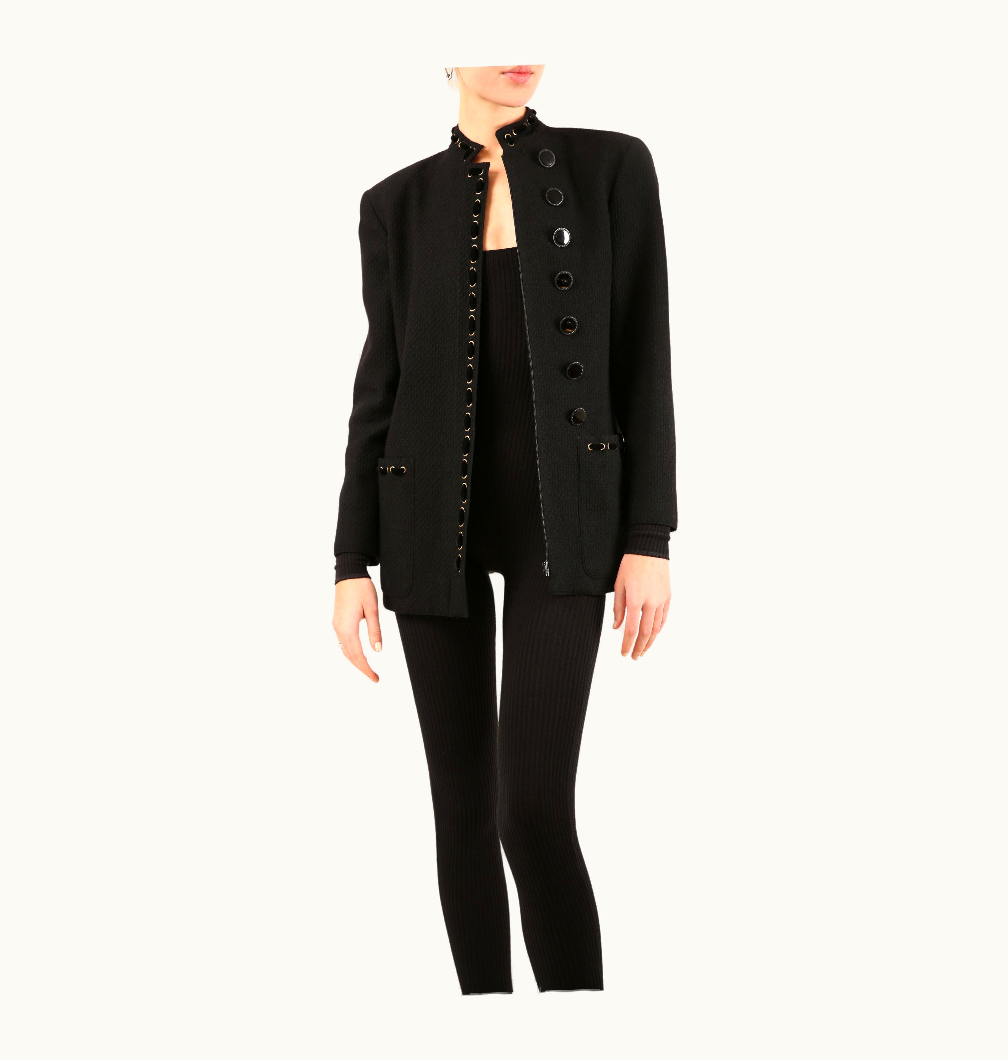 Valentino Valentino Vintage Black Wool Velvet Coat Blazer Style Jacket It