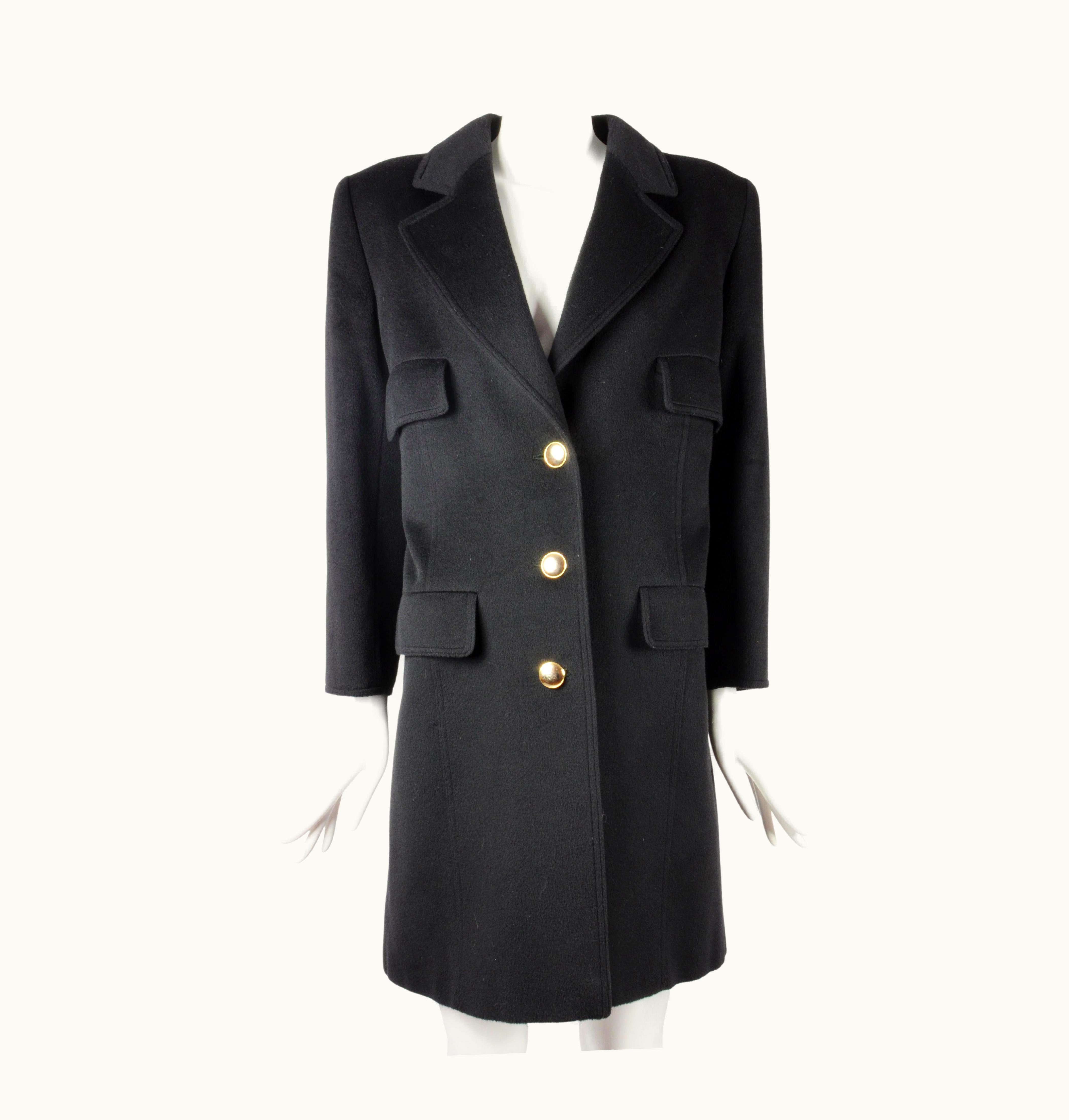 Valentino Valentino Miss V Coat Wool And Cashmere With Golden Buttons 1990s UZ0611672