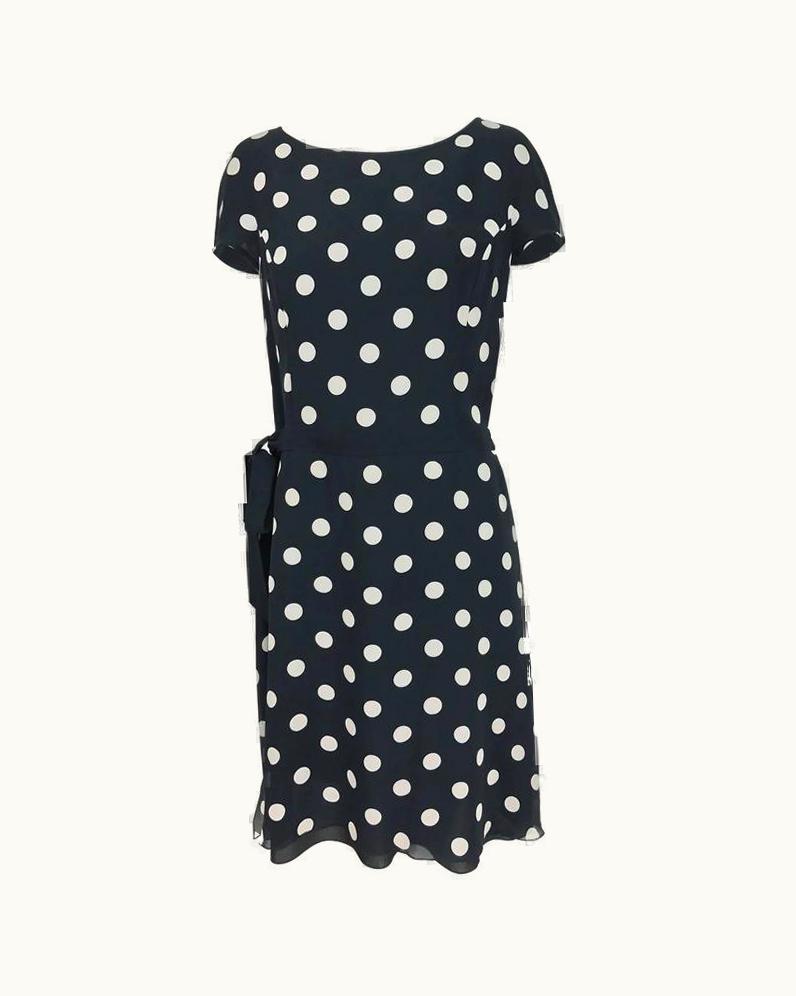 Valentino Vintage Valentino Cream And Black Silk Polka Dot Chiffon Dress 1980s