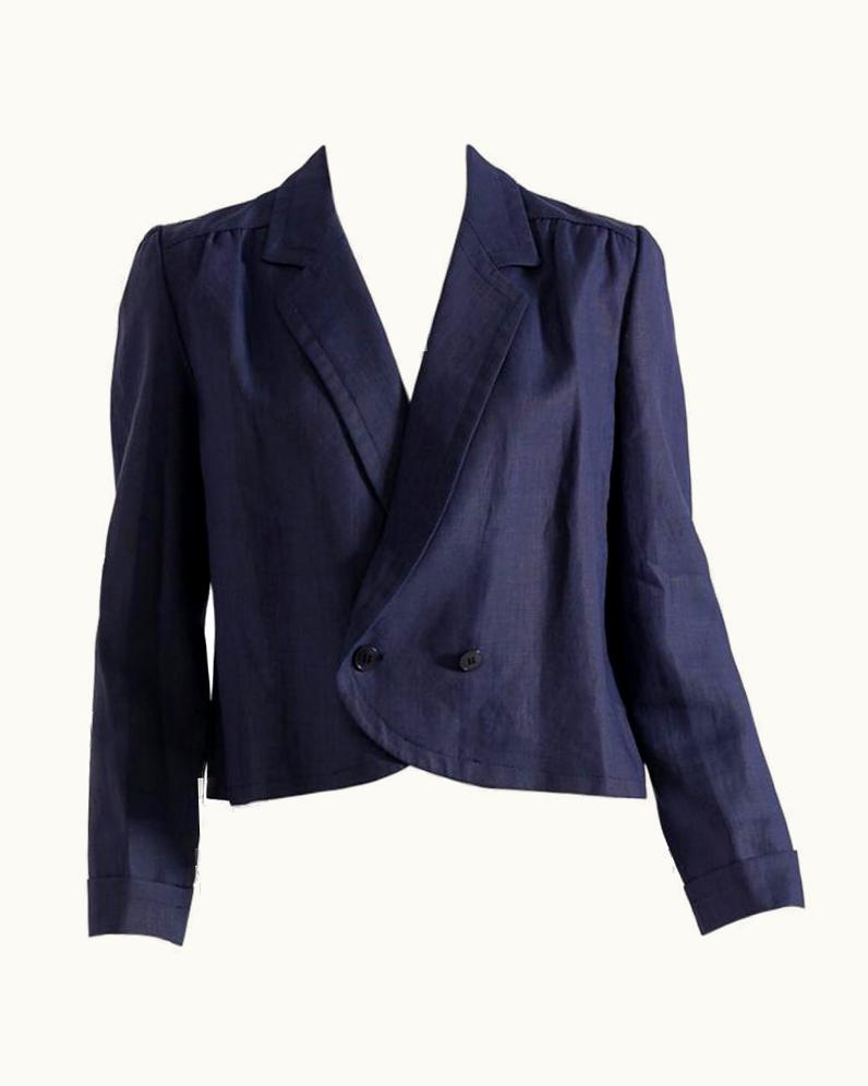 Valentino Blue Linen Blazer For Women By Valentino Miss V, Made In Italy