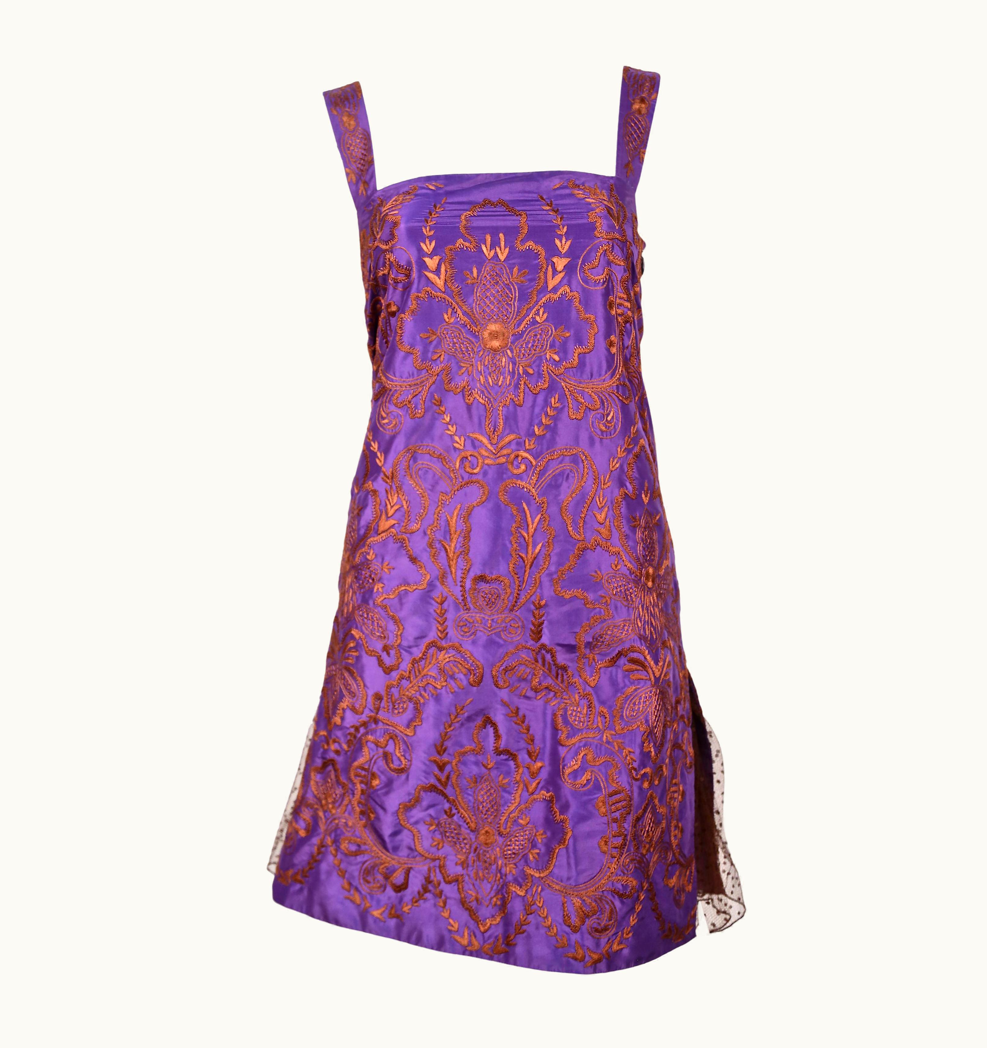 Valentino 1990' Valentino Hand Embroidered Silk Dress With Tulle