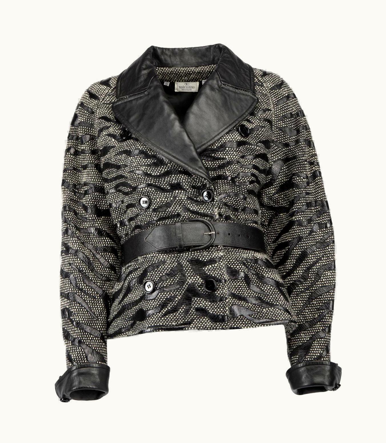 Valentino Valentino Garavani Women' Zebra Print Wool Jacket With Waist Belt