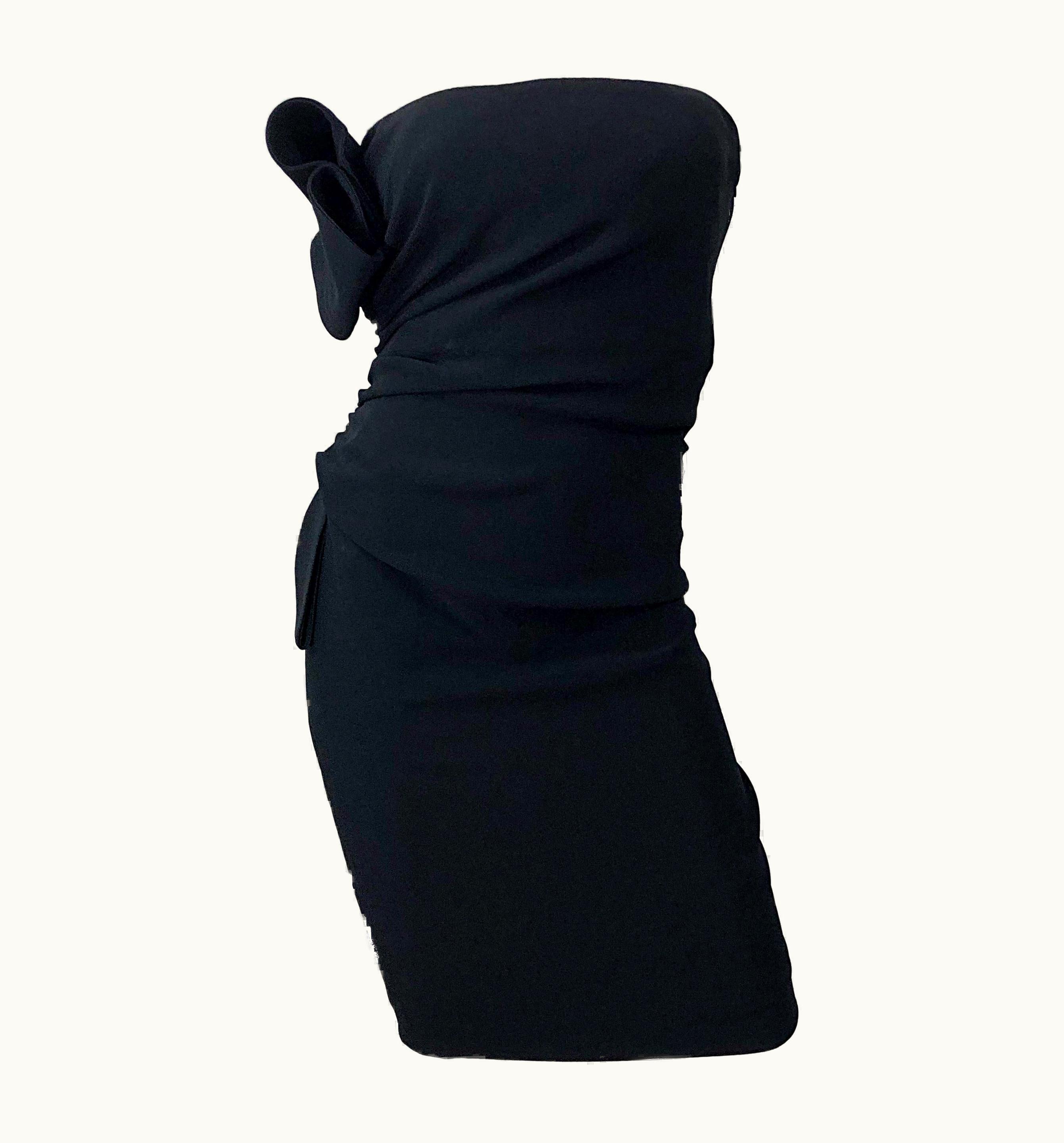 Valentino Valentino Early 2000s Black Strapless Avant Garde Strapless Dress