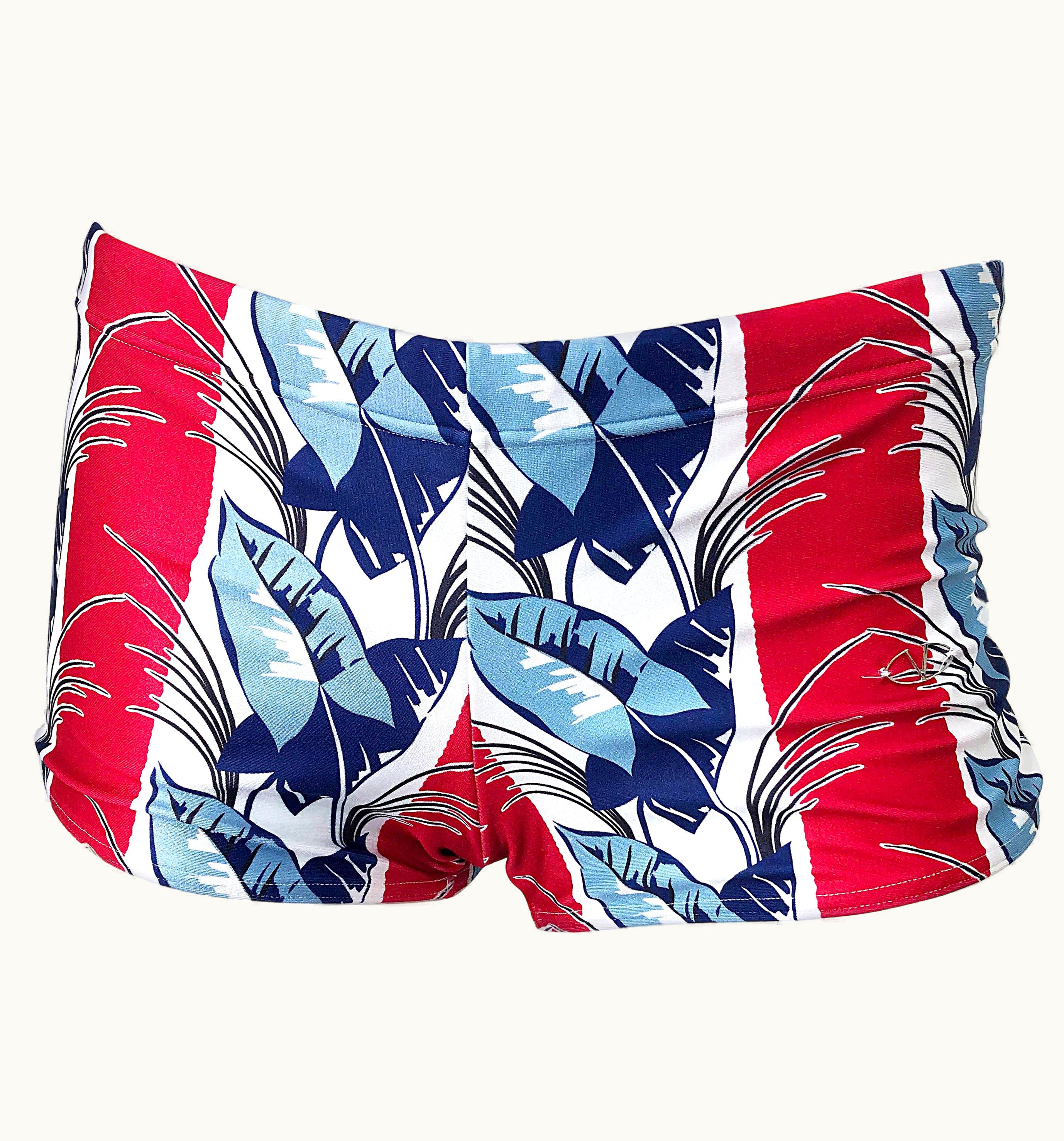 Valentino Valentino 2000s Women' Red, White And Blue Boy Shorts Swimsuit Bottoms
