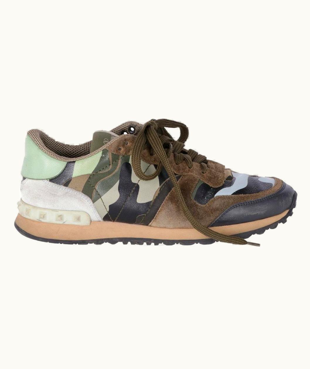 Valentino 2000s Valentino Garavani Vintage Camouflage Leather Sneakers