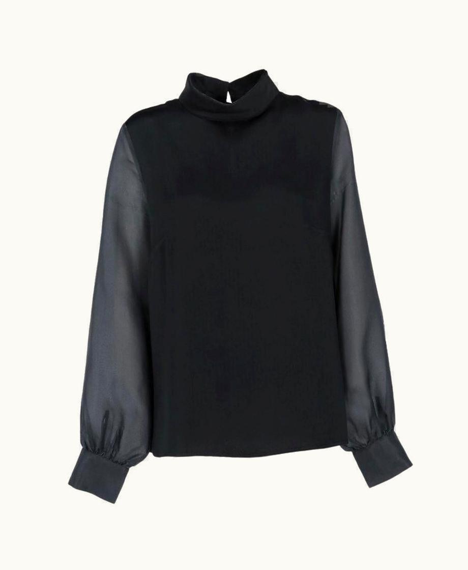 Valentino 2000s Red Valentino Vintage Black Silk Satin Blouse