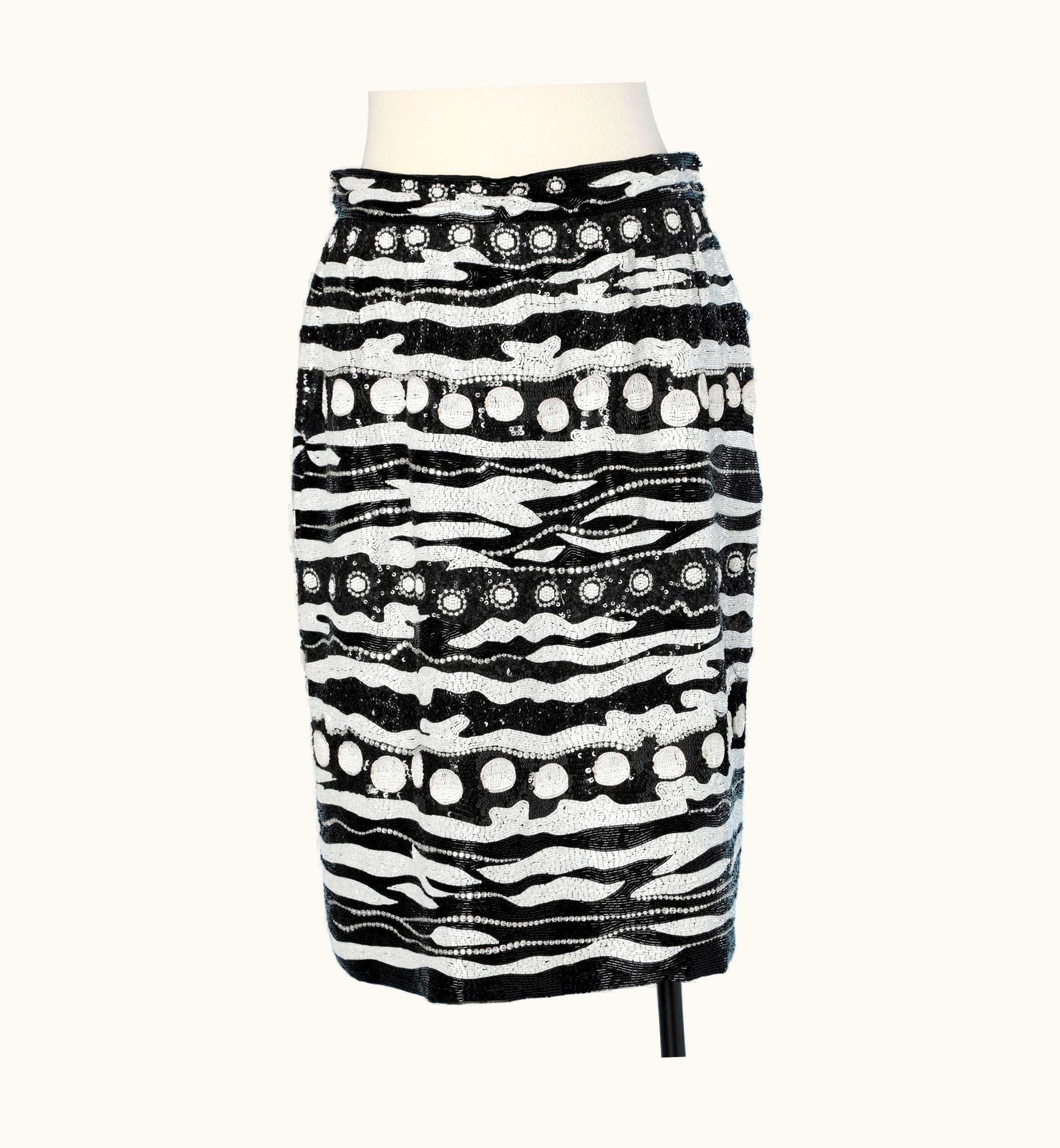 Valentino Black And White Fully Beaded Evening Skirt Valentino Night