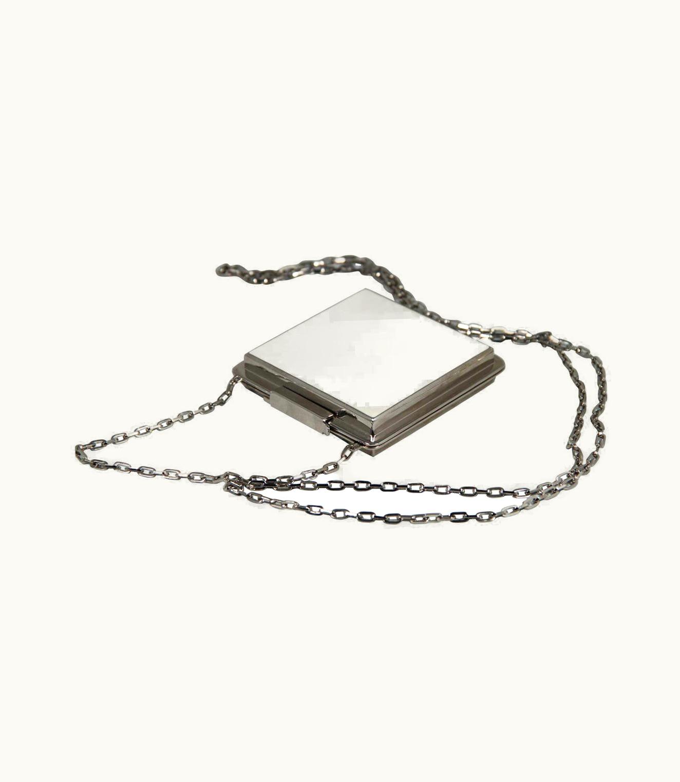 Valentino Valentino Garavani Silver Metal Evening Bag White Enameled Rare Purse