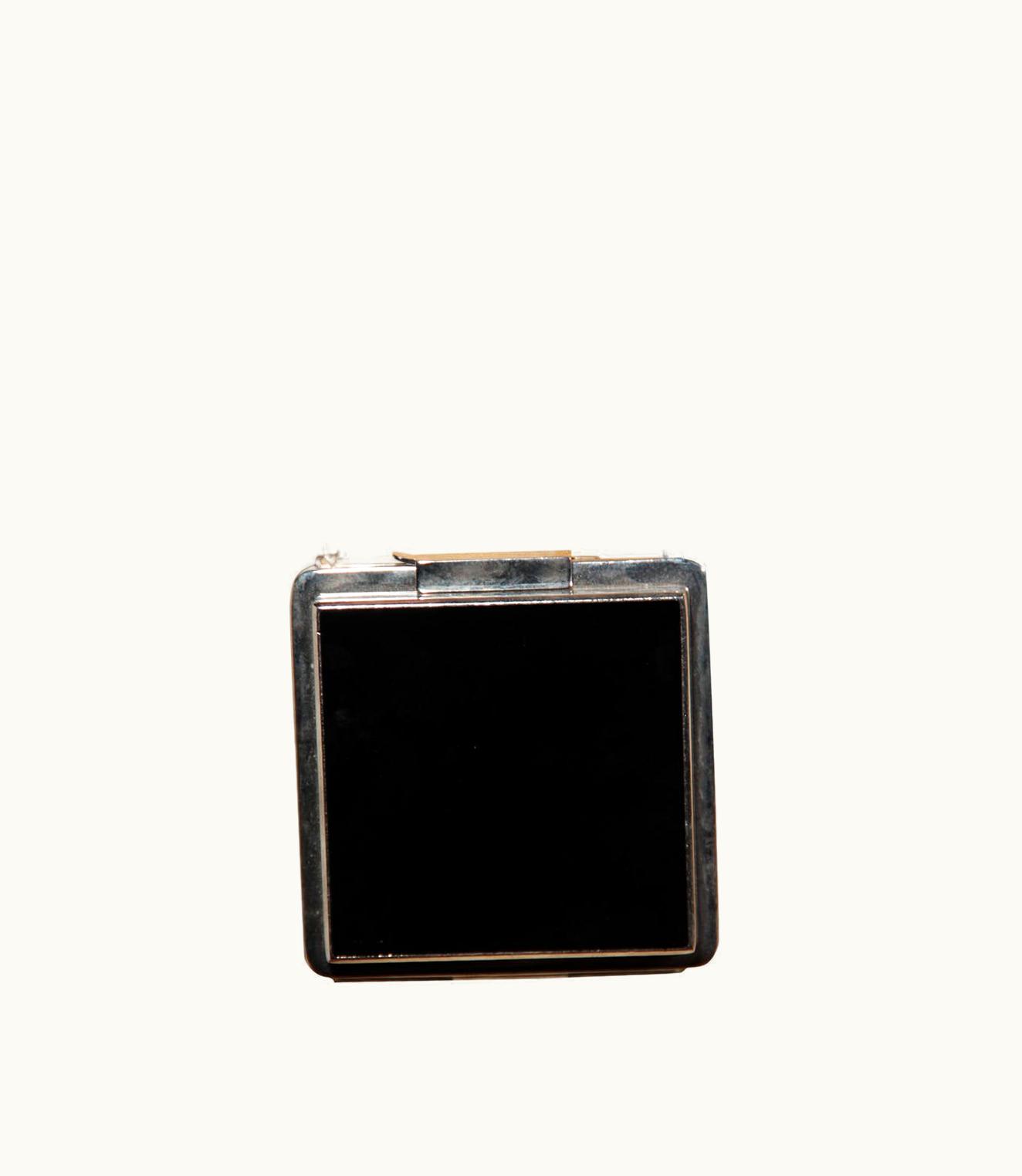 Valentino Valentino Garavani Silver Metal Black Enamel Evening Bag Haute Couture Rare