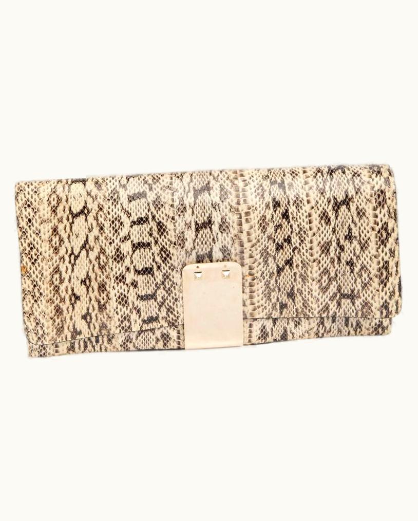 Valentino Valentino Garavani Women' Cream Python Rockstud Long Clutch Bag