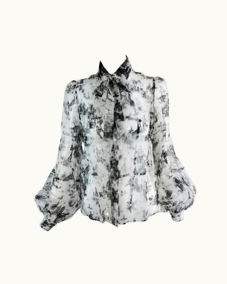 Valentino Hiver 2008 Black & White Organza Blouse