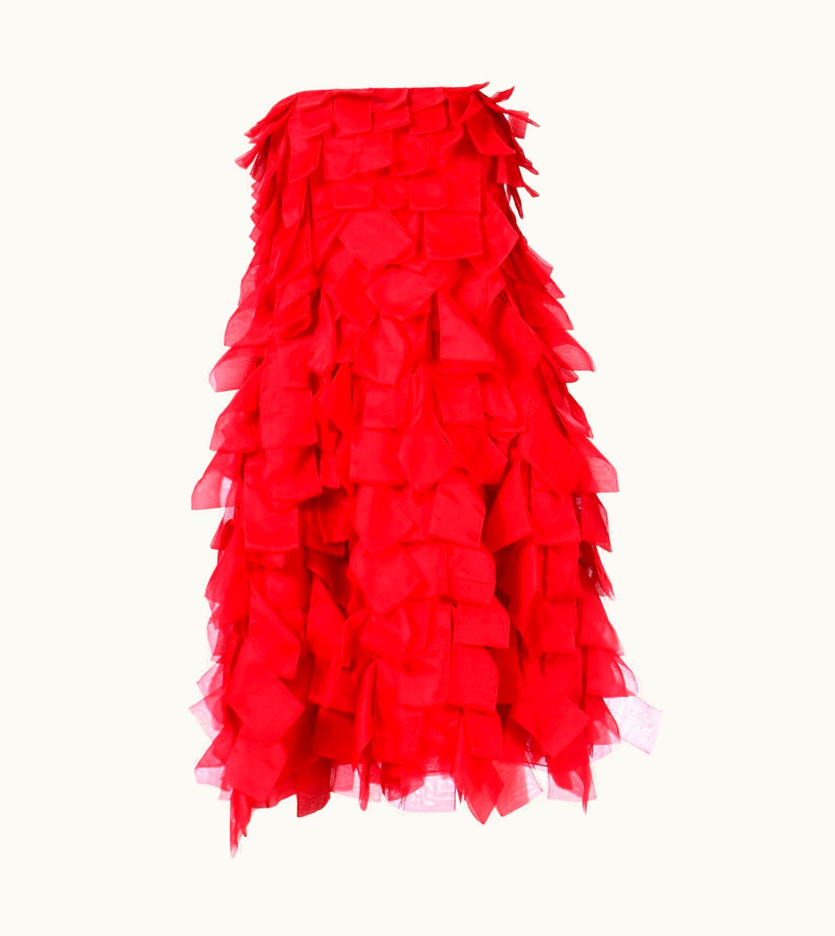Valentino Garavani Spring Summer 2008 Red Silk Organza Tiered Runway Dress