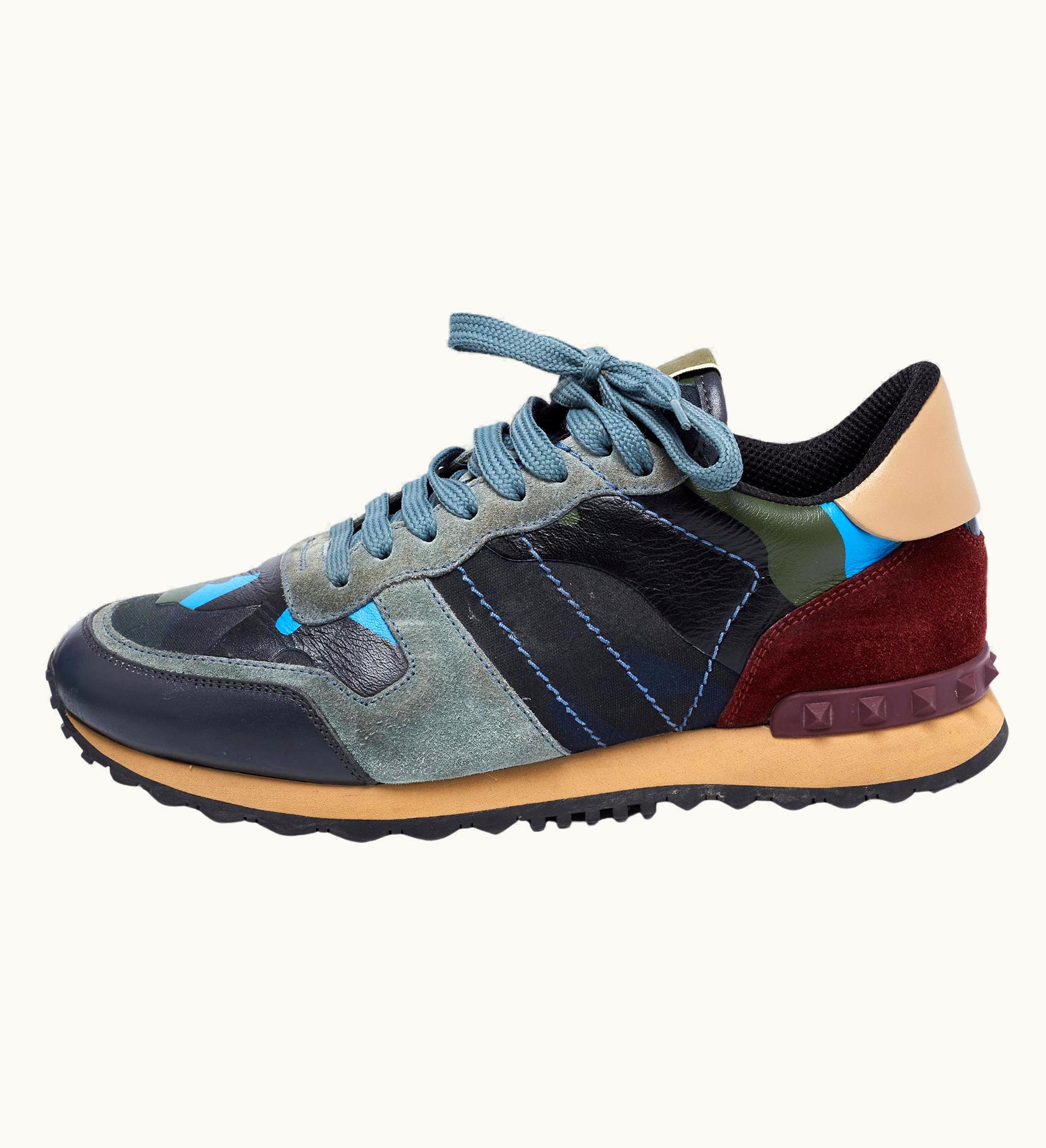 Valentino Multicolor Camo Print Canvas Rockrunner Low-Top Sneakers