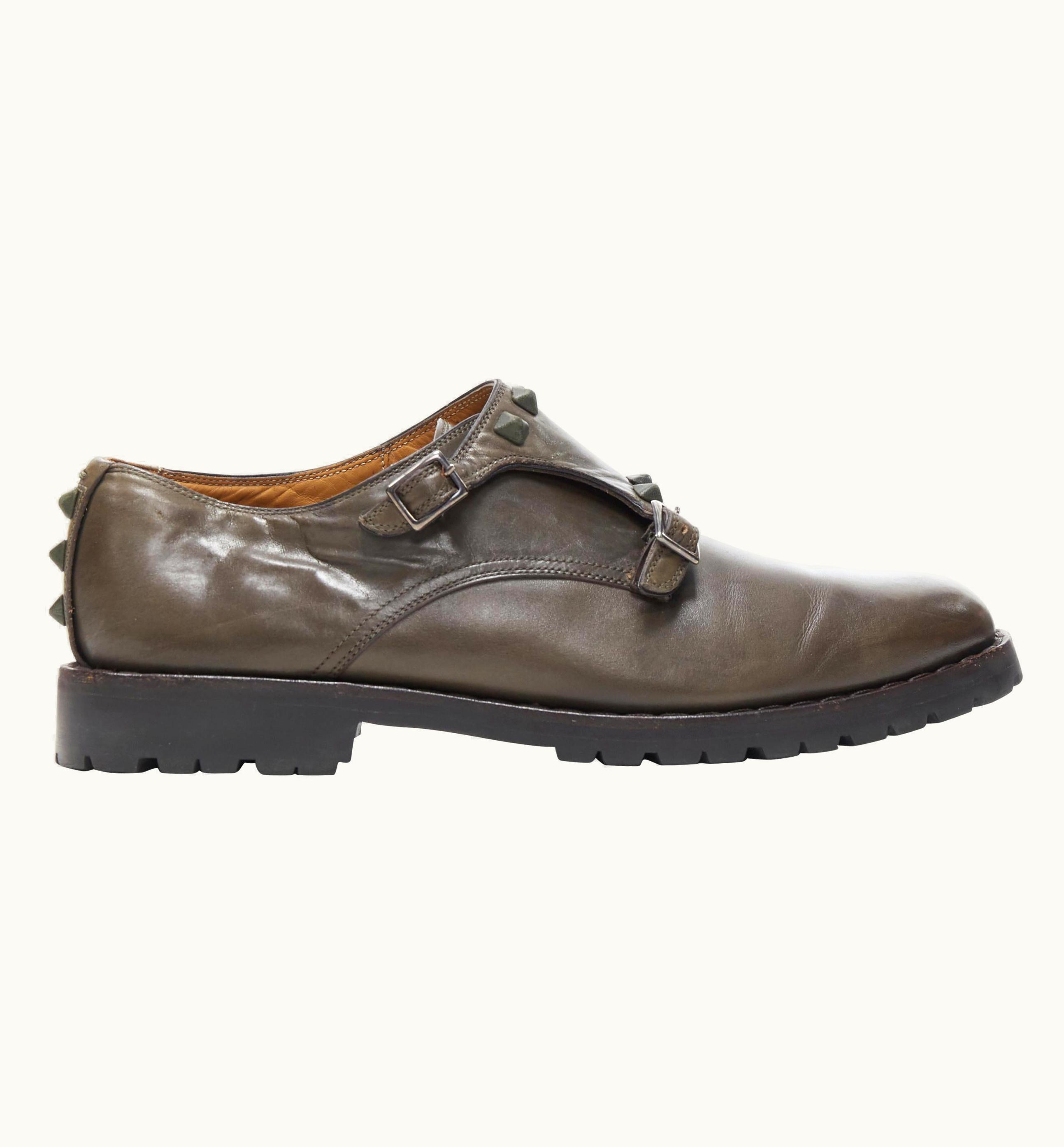 Valentino Rockstud Stud Embellished Strap Dual Buckle Monk Brogue Loafer