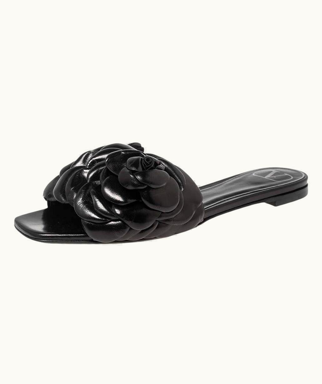 Valentino Garavani Black Atelier 03 Rose Edition Slides Sandals