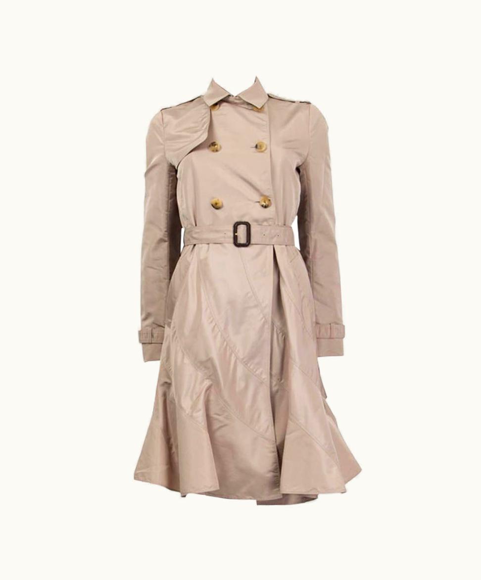 Valentino Nude Pink Silk Belted Flared Trench Coat Jacket 4