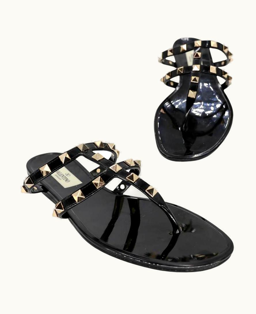 Valentino Garavani Rockstud Studded 38 Gladiator Thong Sandals Vl-s0529p-0002