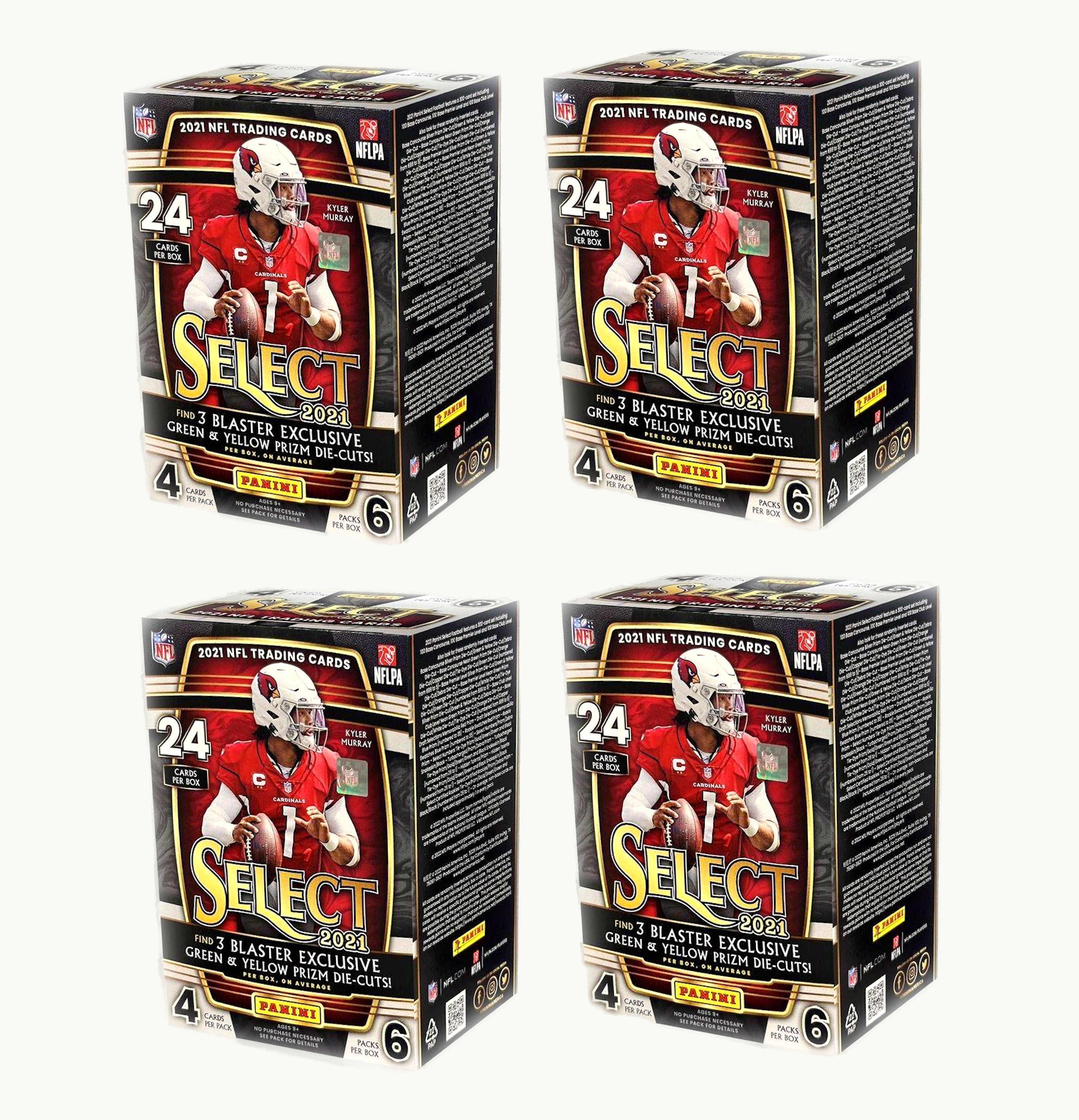 Panini 2021 Panini Select Football Blaster Box Green Yellow Prizm Die Cuts 4x Lot
