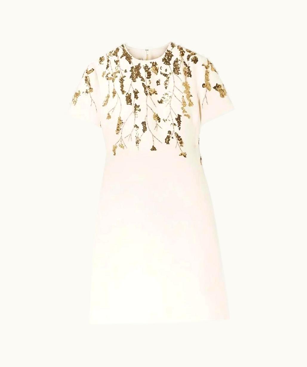 Valentino Ivory Wool And Silk-blend Crepe Mini Dress