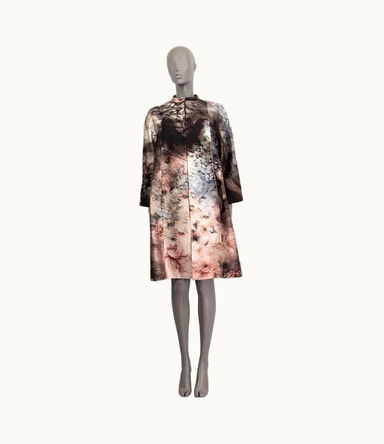 Valentino Brown Dusty Rose Cotton Fluid Garden Mikado Coat Jacket