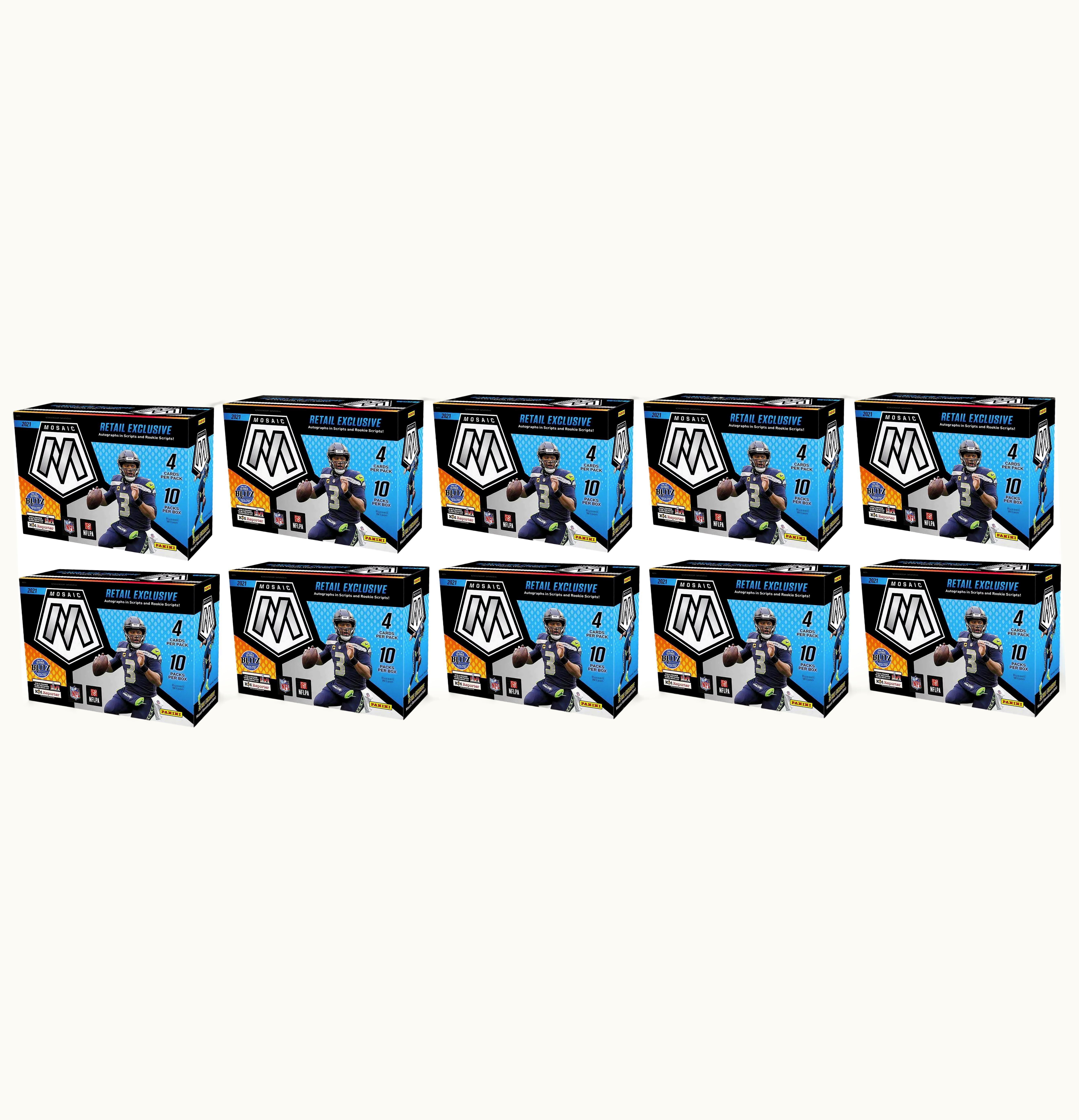 Panini 2021 Panini Mosaic Football Mega Box Retail Exclusive 10x Lot