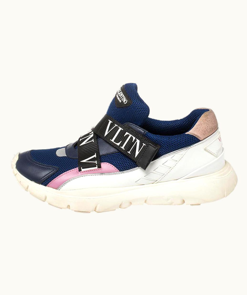 Valentino Multicolor Mesh And Leather Vltn Heroes Velcro Strap Sneakers