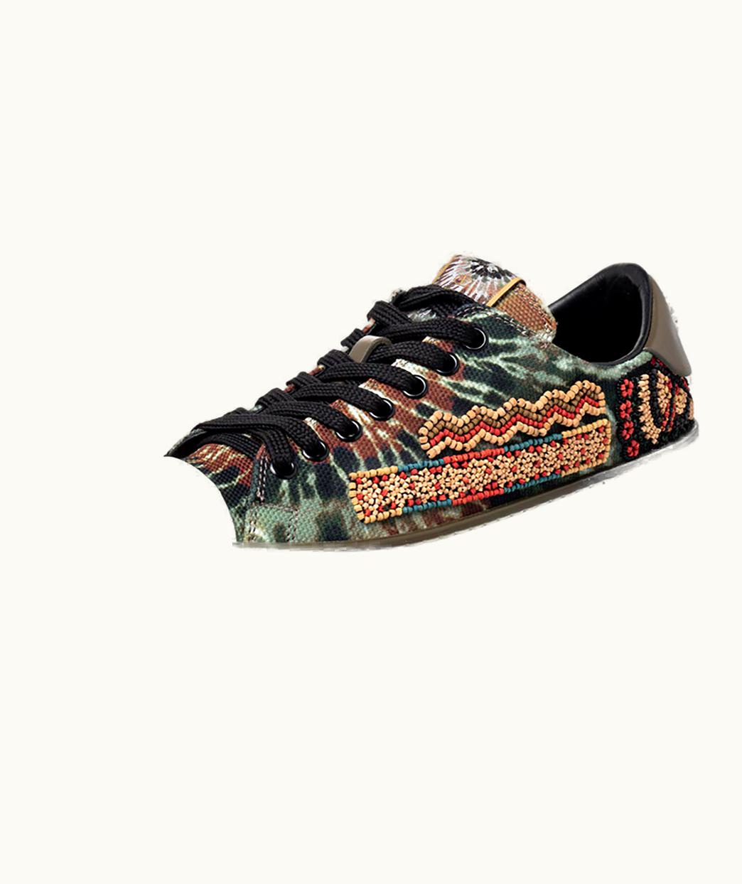 Valentino Multicolor Canvas And Rubber Cap Toe Low Top Sneakers