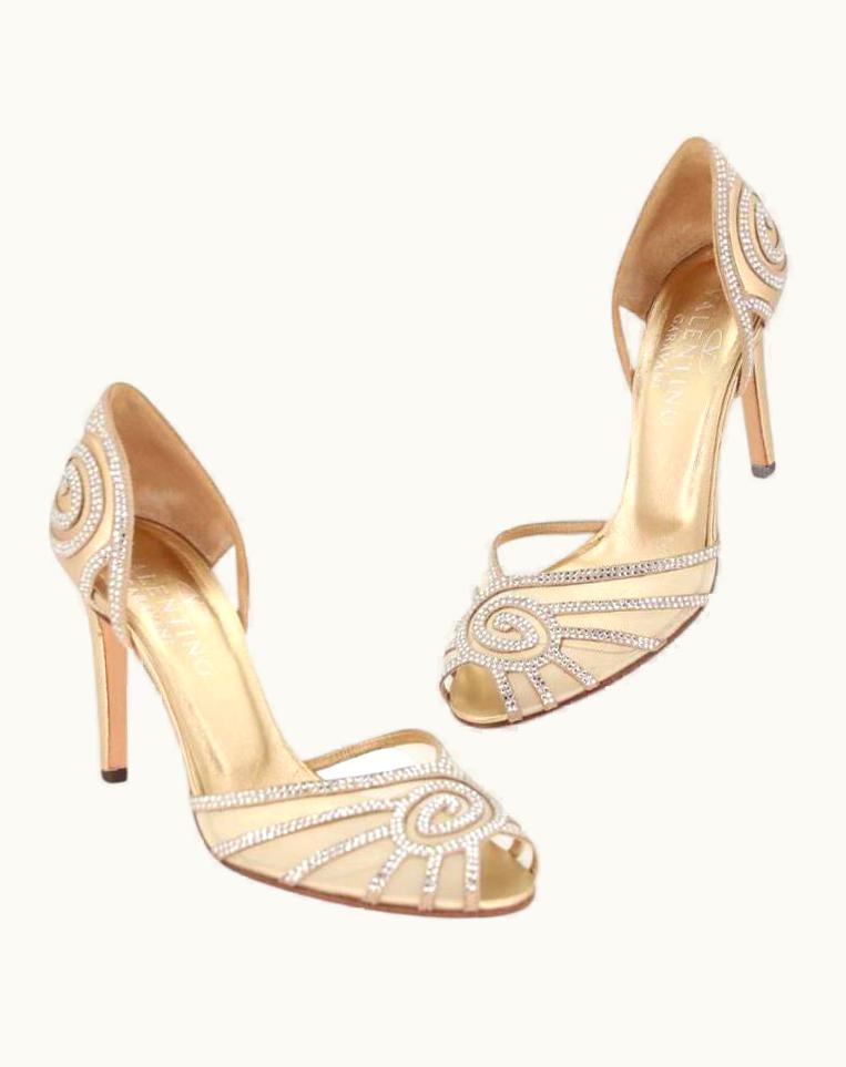 Valentino Net Mesh Diamante Crystals Dorsay Peep-Toe Pumps 36 Vg-s0917p-0130