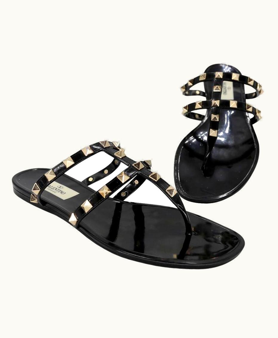 Valentino Garavani Rockstud Studded 37 Gladiator Thong Sandals Vl-s0529p-0003
