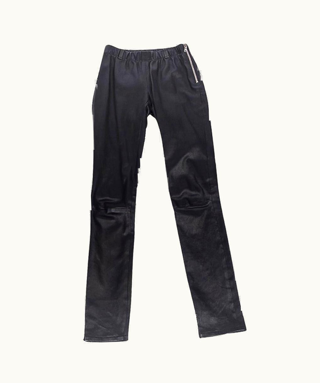 Valentino Red Valentino Leather Pant Slim Cut Bold Zipper Black Lambskin Fits 4 S/S 6 Mint