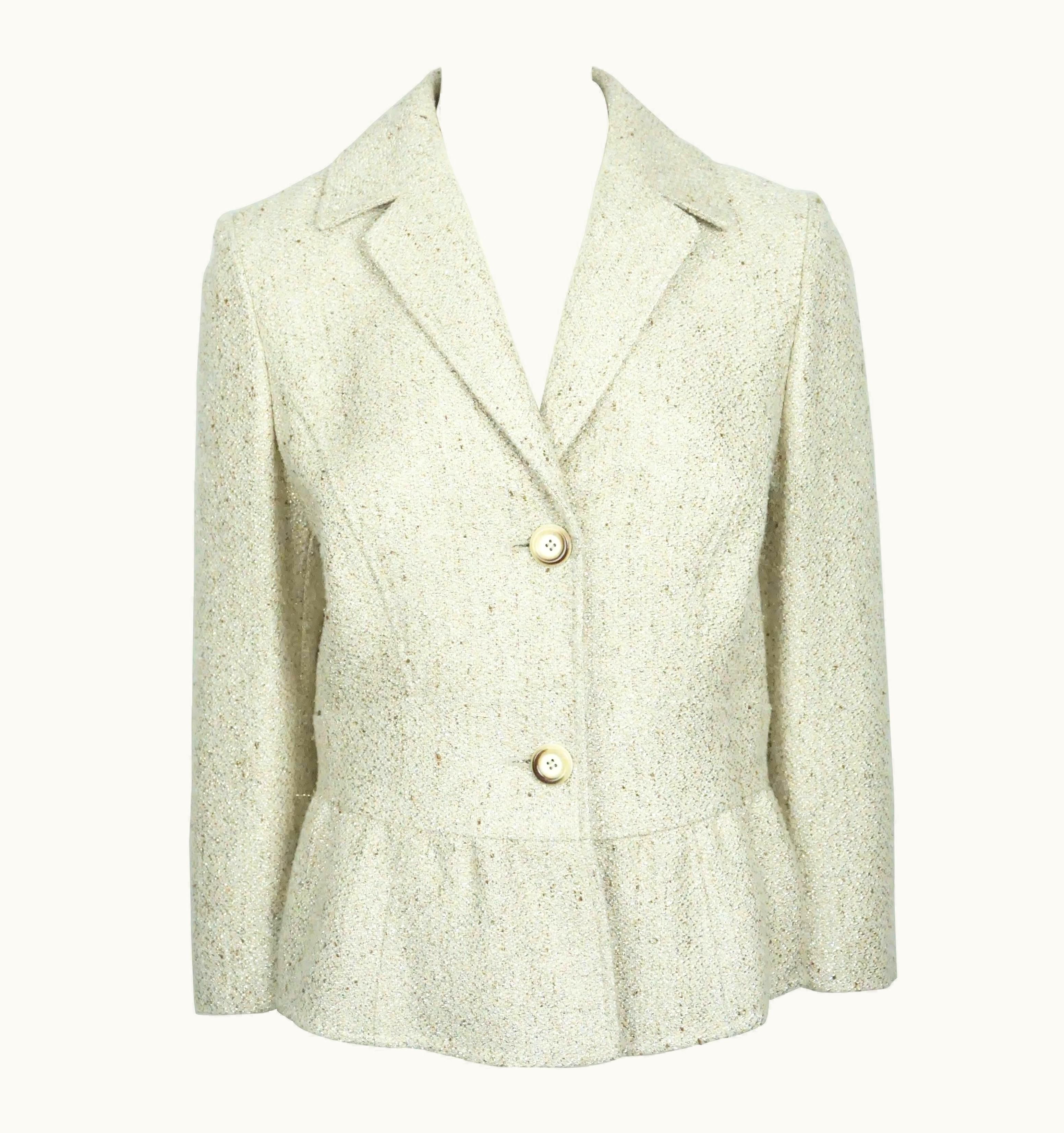 Valentino Gold Metallic Wool Blend Jacket