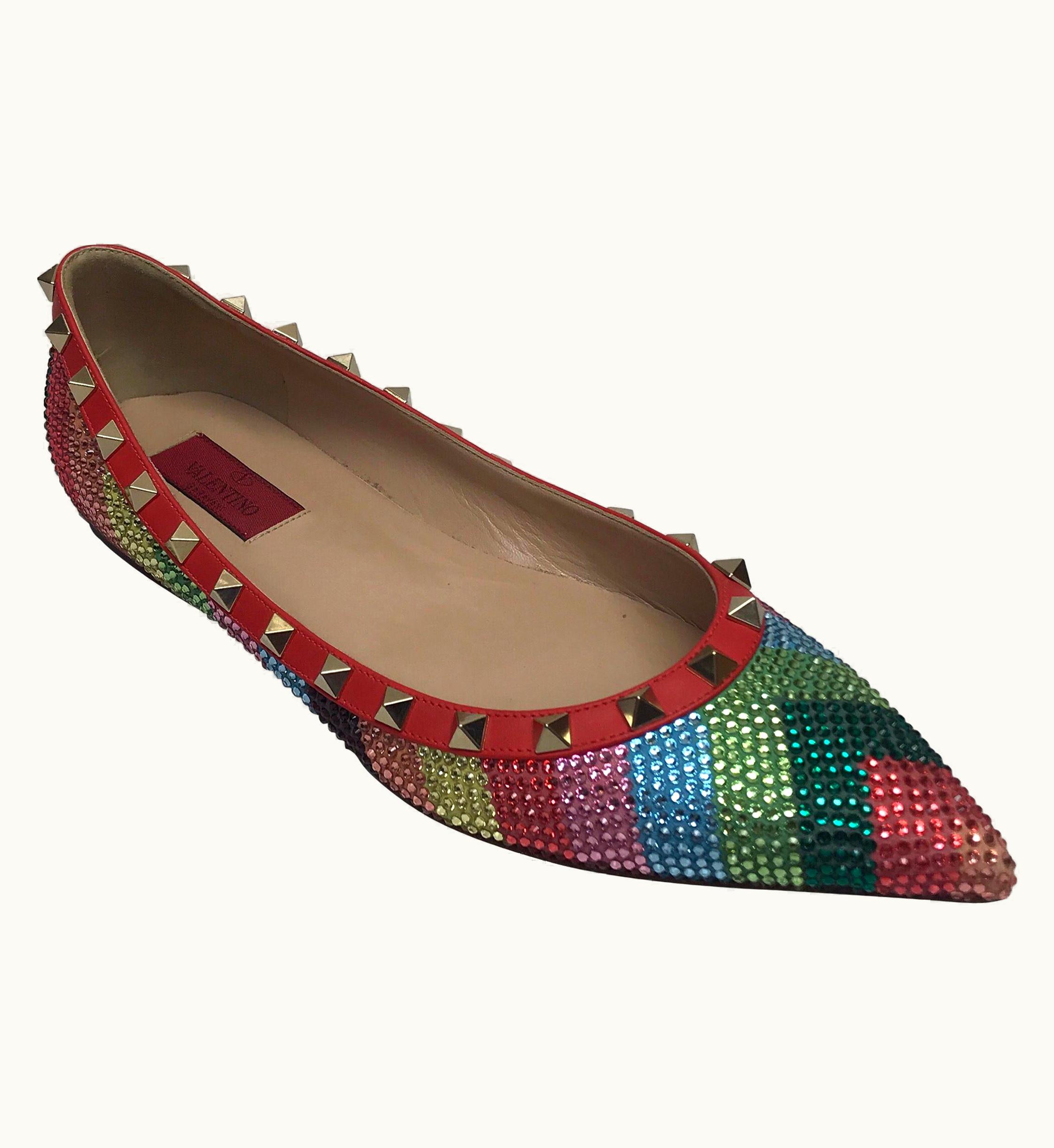 Valentino Multi Color Iridescent Flats WS/S Studs-39